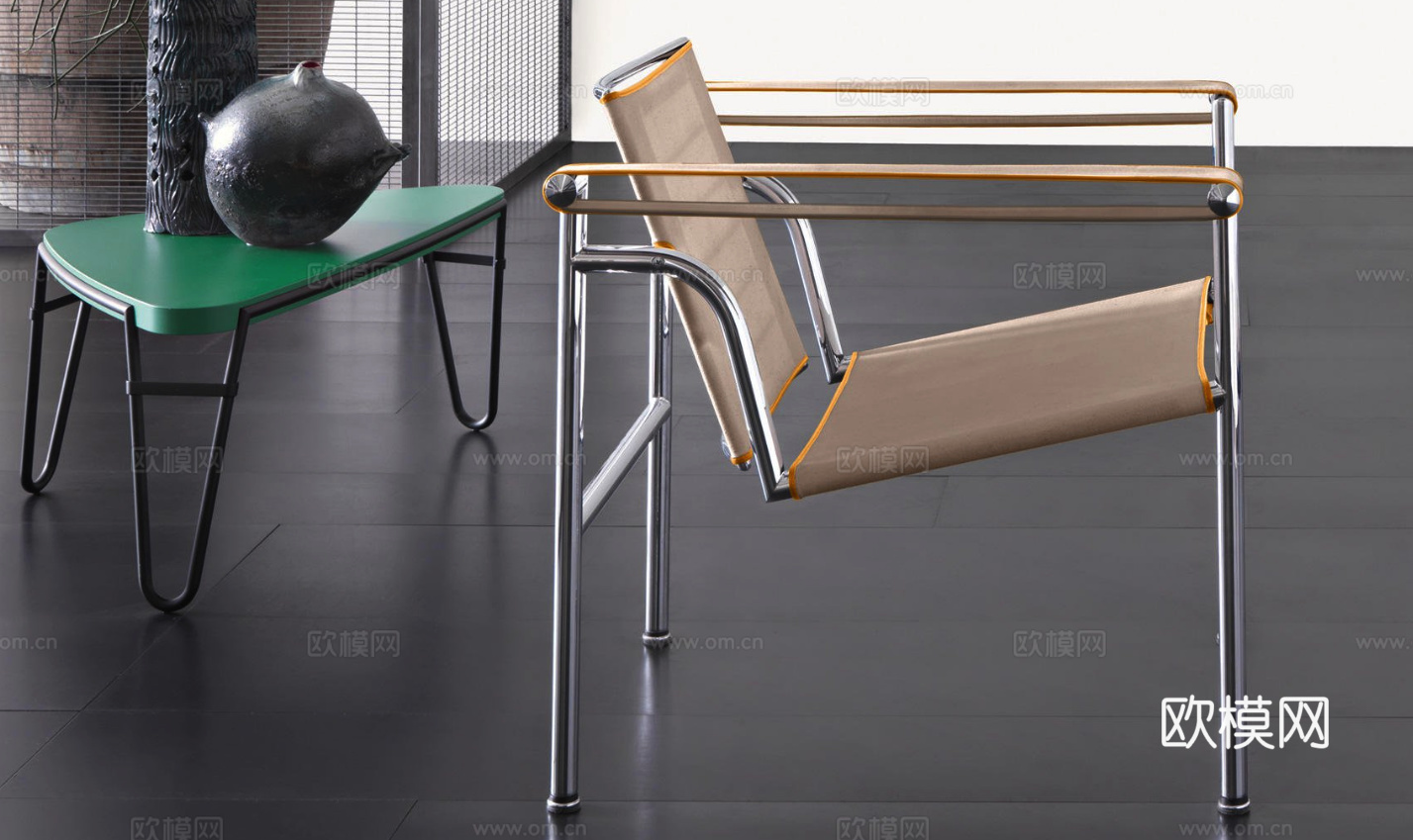 Cassina 中古风扶手椅3d模型下载（渲染图4）