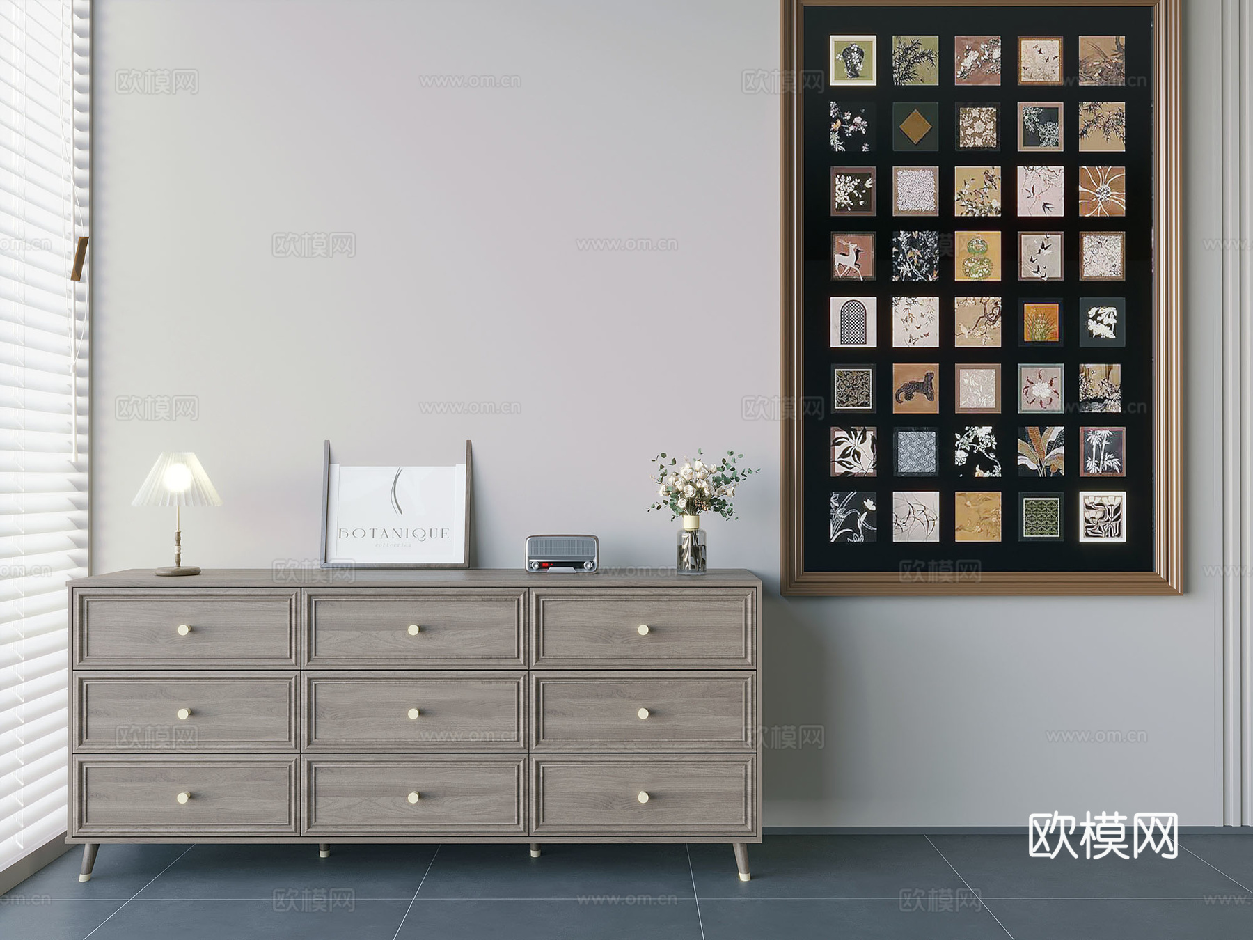 现代边柜su模型