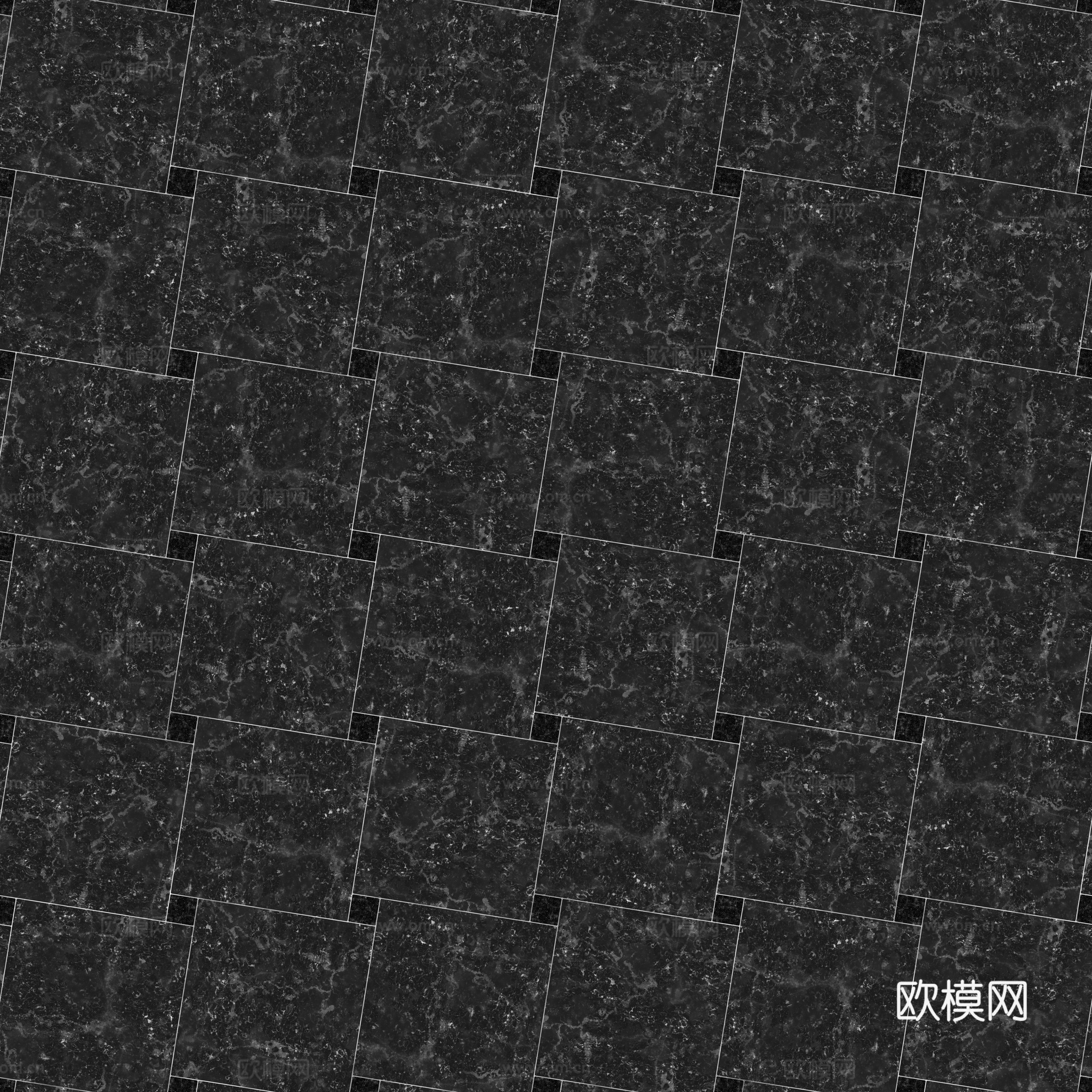 欧式 简欧 法式 无缝黑白拼花瓷砖地砖 PBR材质贴图 2k