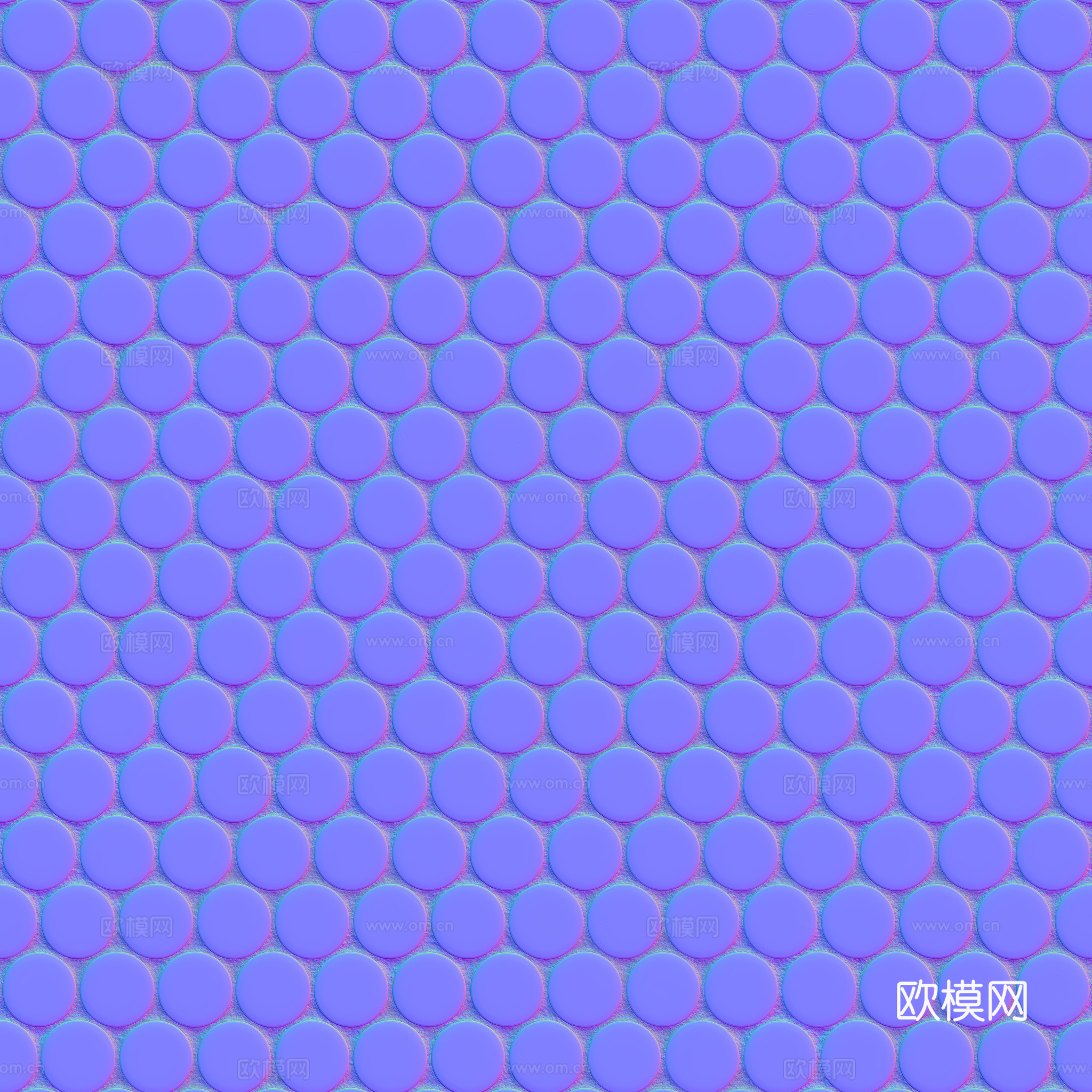 无缝纯黑圆形马赛克瓷砖墙砖 PBR材质贴图 2k