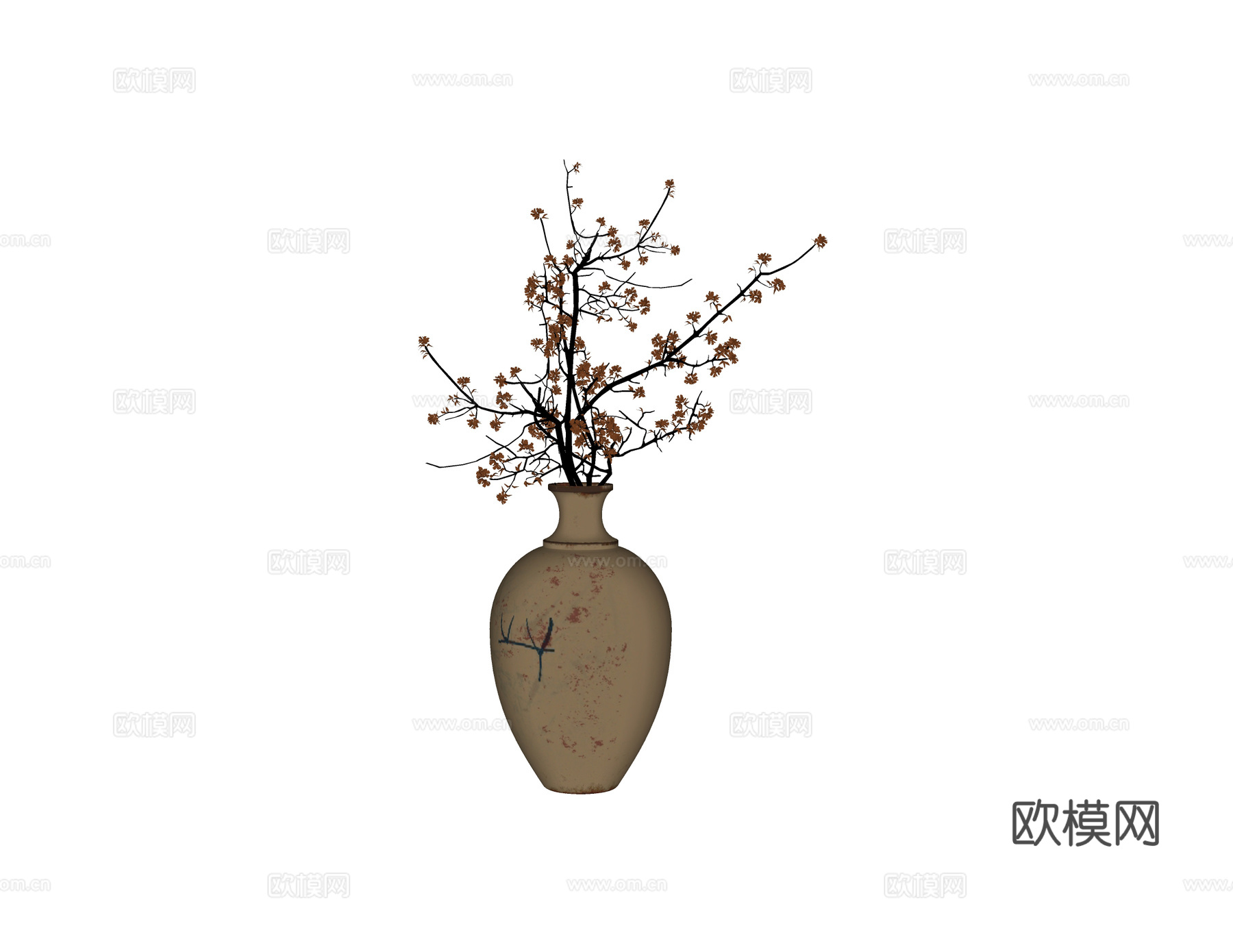 新中式花瓶花艺 插花花艺su模型