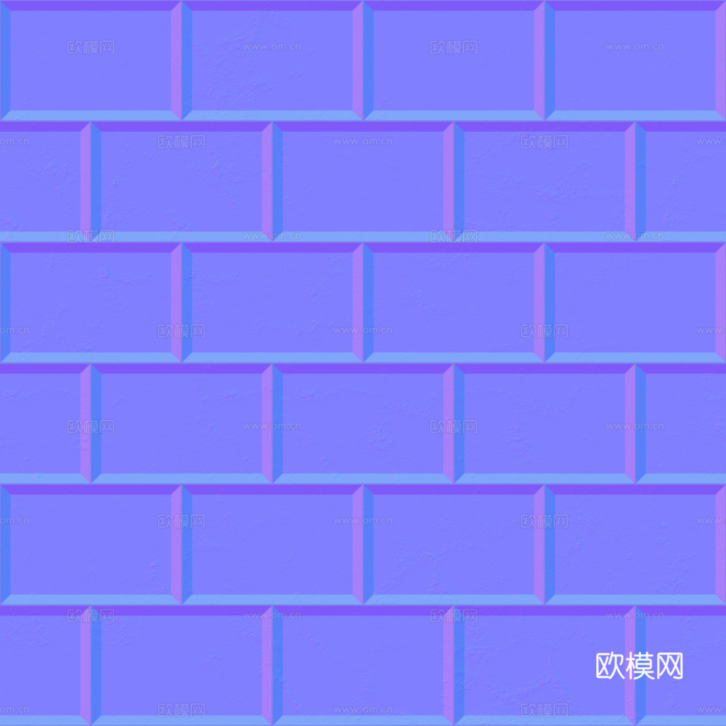 无缝白色瓷砖墙砖 PBR材质贴图 1k