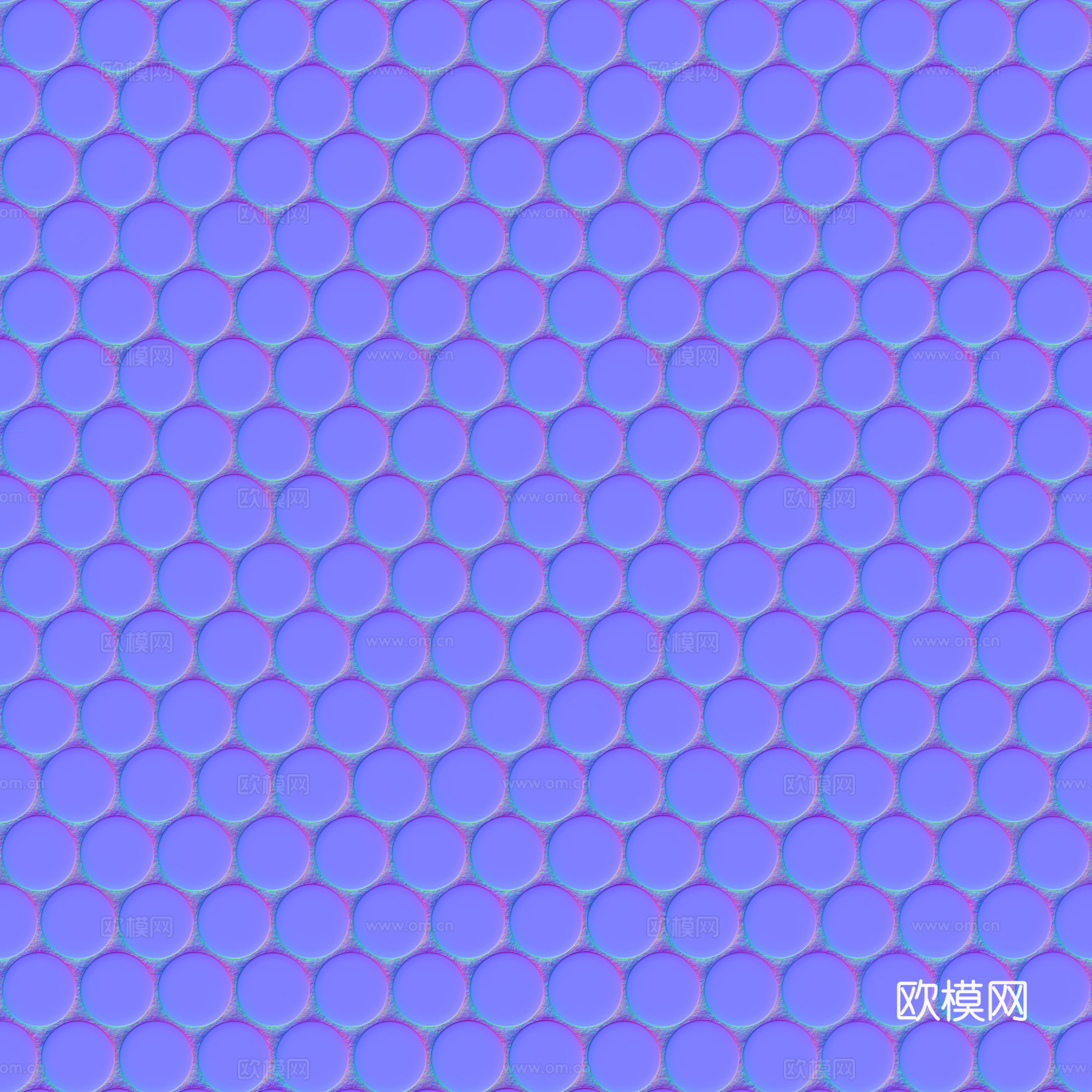 无缝拼色圆形马赛克瓷砖墙砖 PBR材质贴图 2k