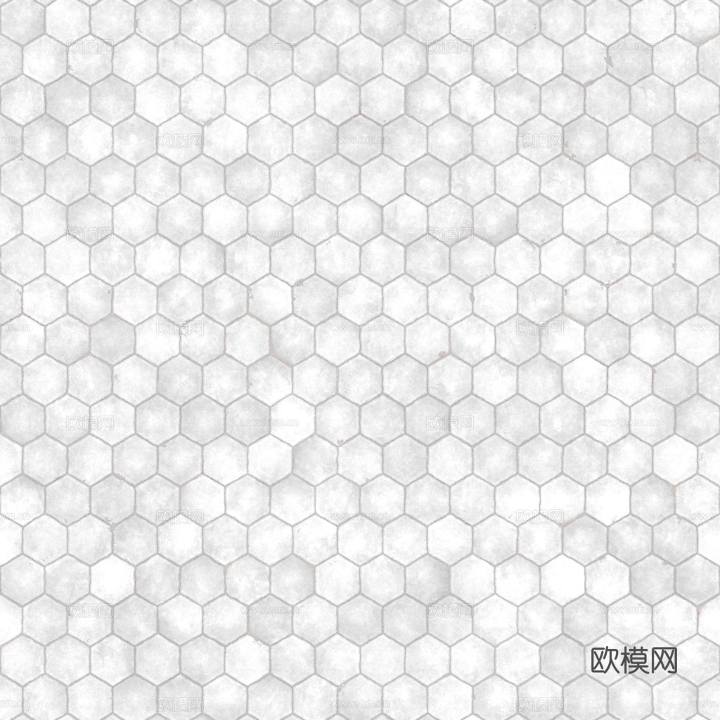 无缝纯白六角马赛克瓷砖墙砖 PBR材质贴图 1k