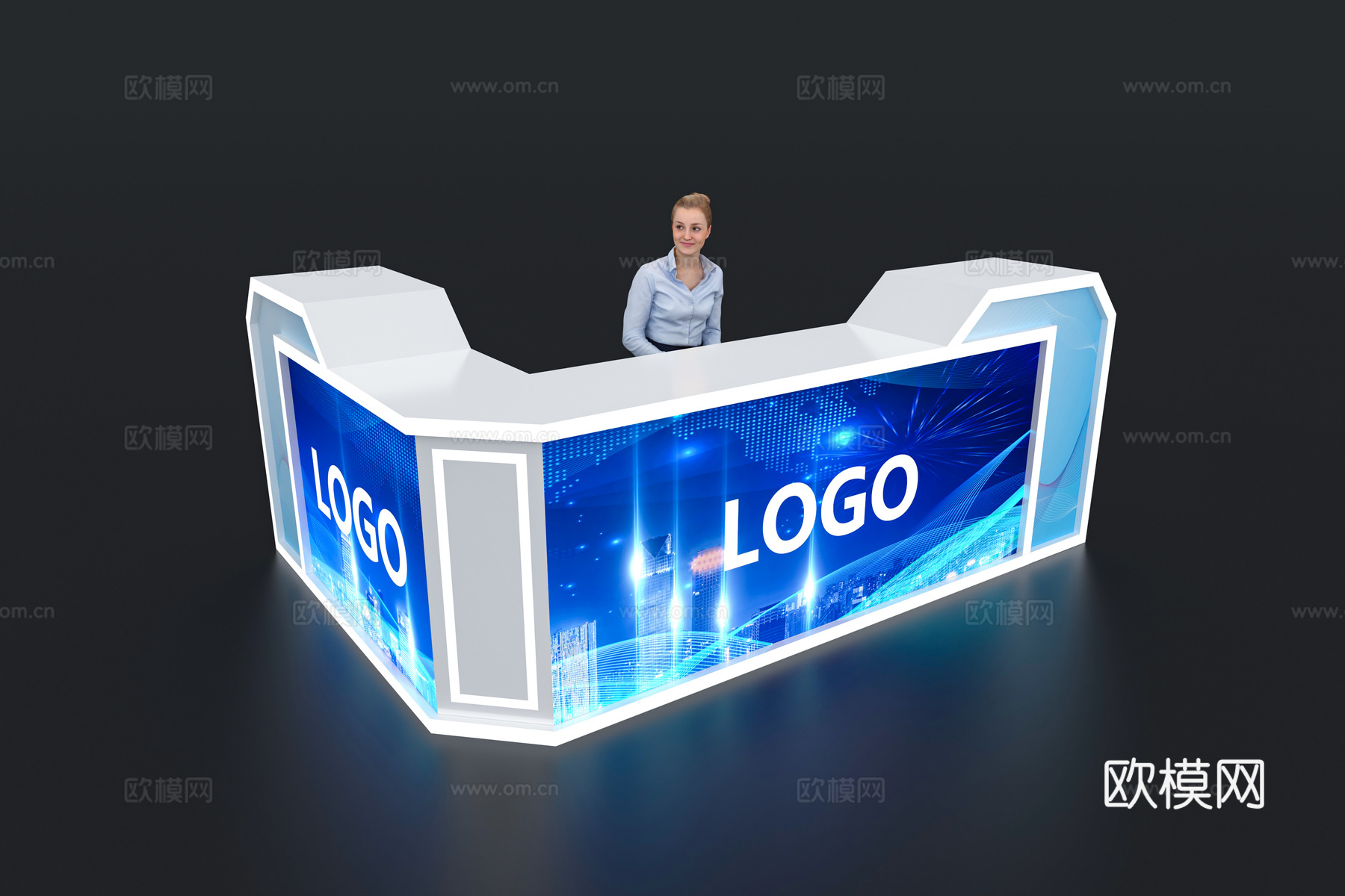 现代接待台 展览展会展台接待台 前台 吧台 柜台 桌台3d模型