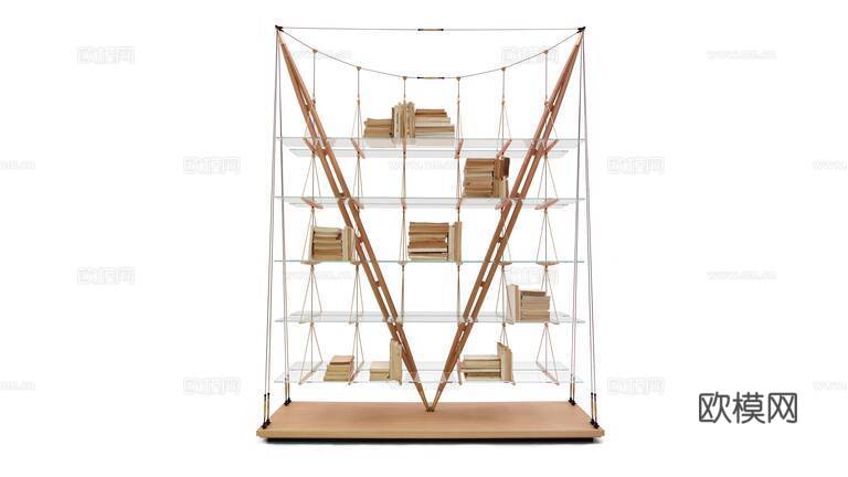 Cassina 原木风书架3d模型下载（渲染图1）