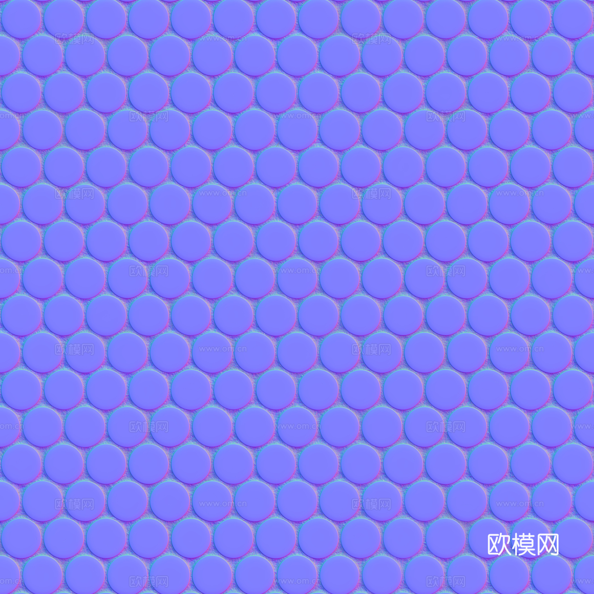 无缝拼色圆形马赛克瓷砖墙砖 PBR材质贴图 2k