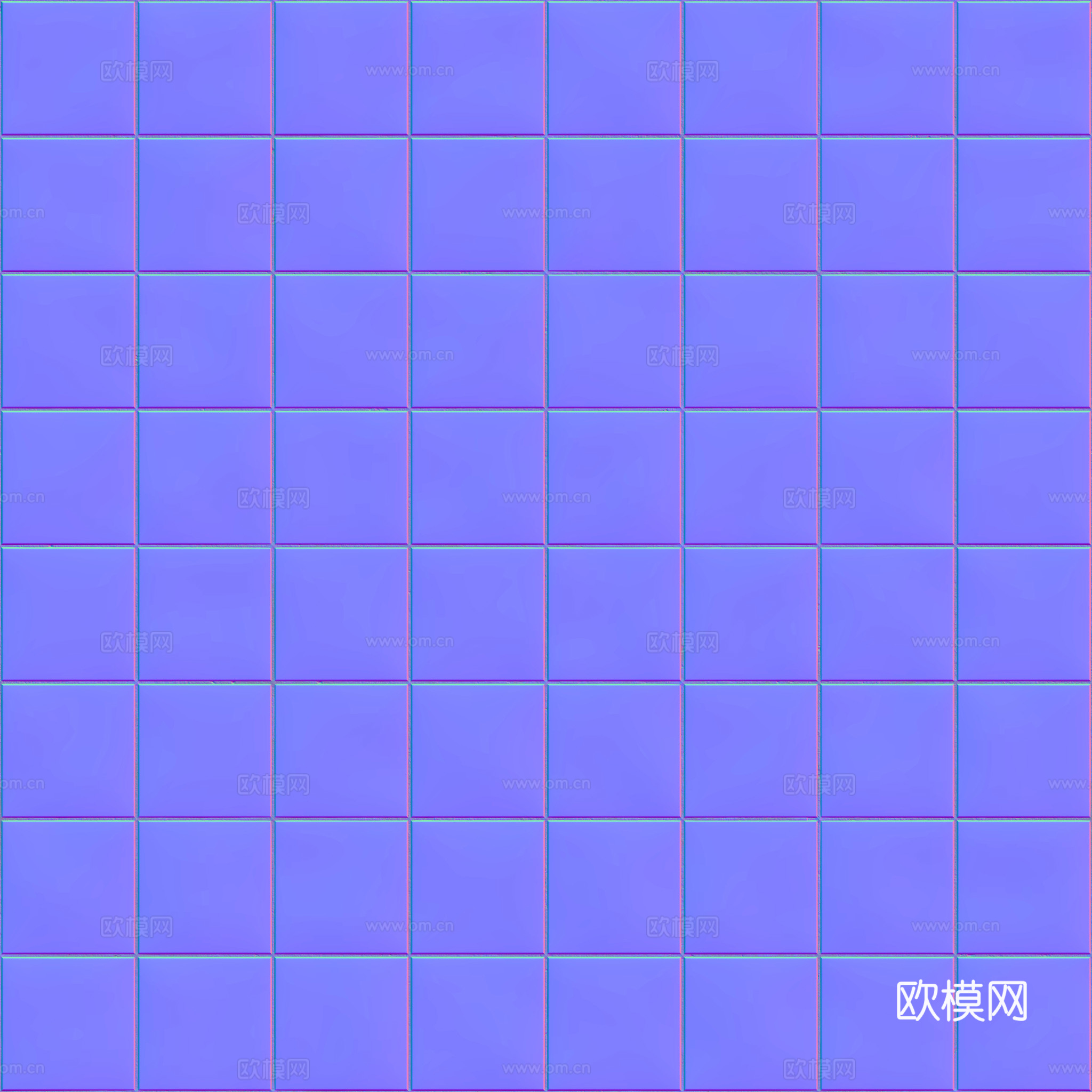 无缝黑色方砖马赛克瓷砖 PBR材质贴图 2k