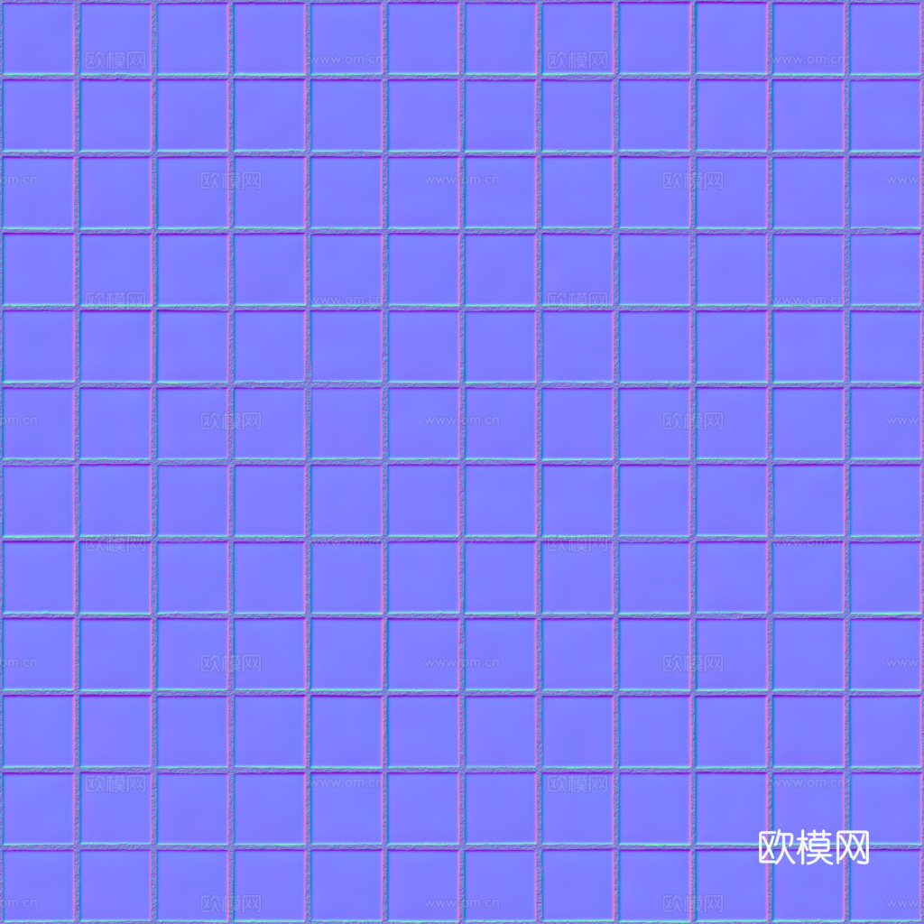 无缝天蓝色马赛克瓷砖墙砖 PBR材质贴图 1k