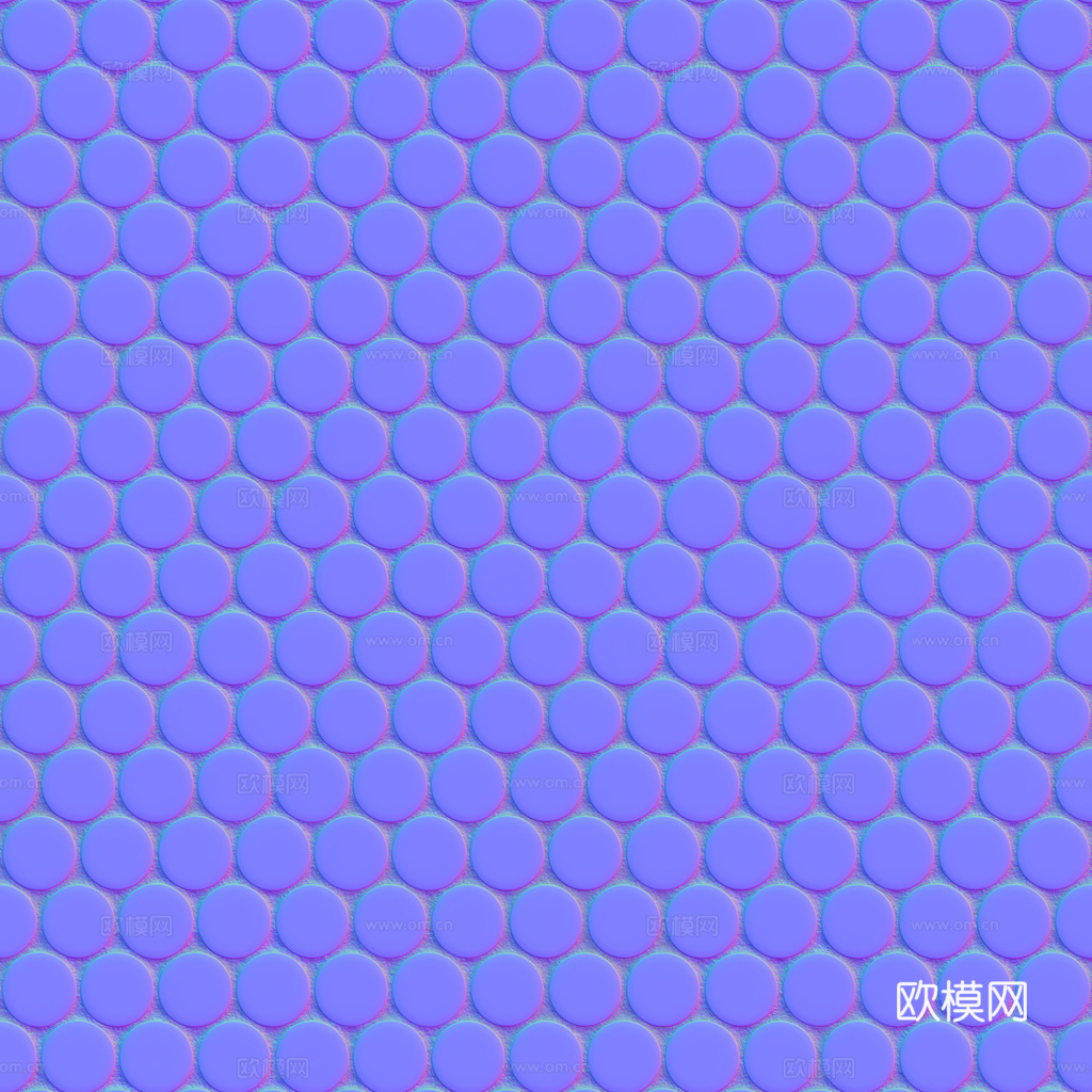 无缝墨色圆形马赛克瓷砖墙砖 PBR材质贴图 1k