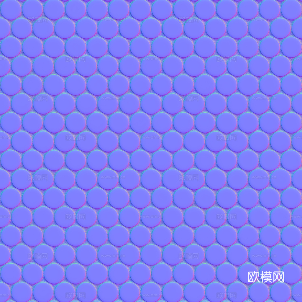 无缝纯白圆形马赛克瓷砖墙砖 PBR材质贴图 1k