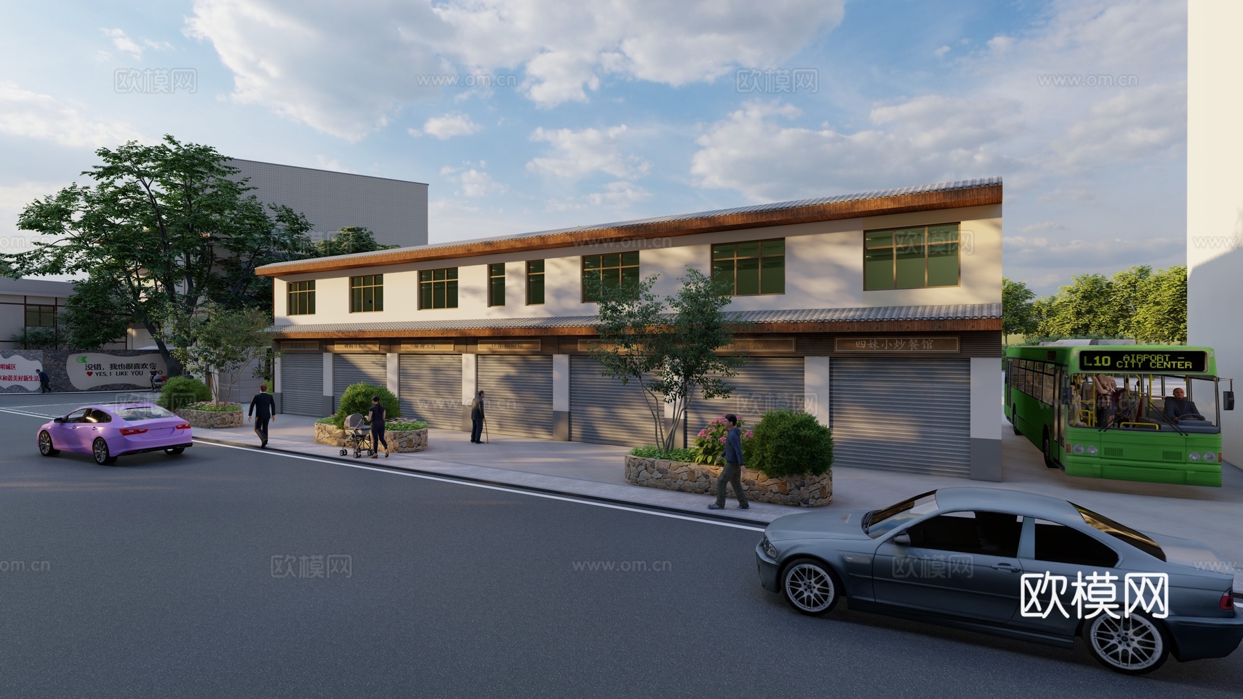 街区商铺建筑su模型