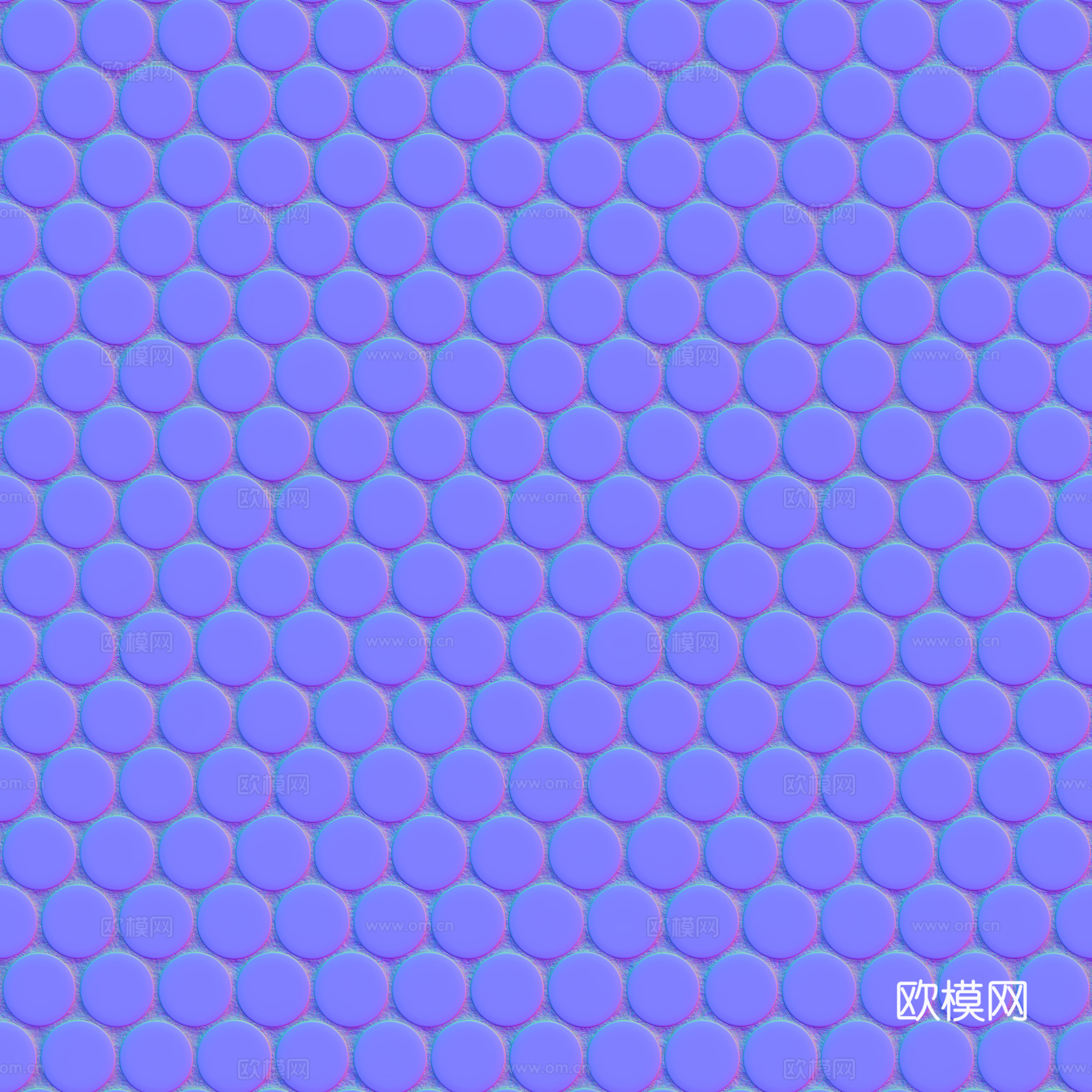 无缝黑白拼色圆形马赛克瓷砖墙砖 PBR材质贴图 2k