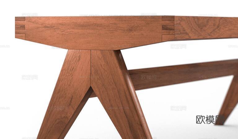 Cassina 中古风床尾凳3d模型下载（渲染图2）