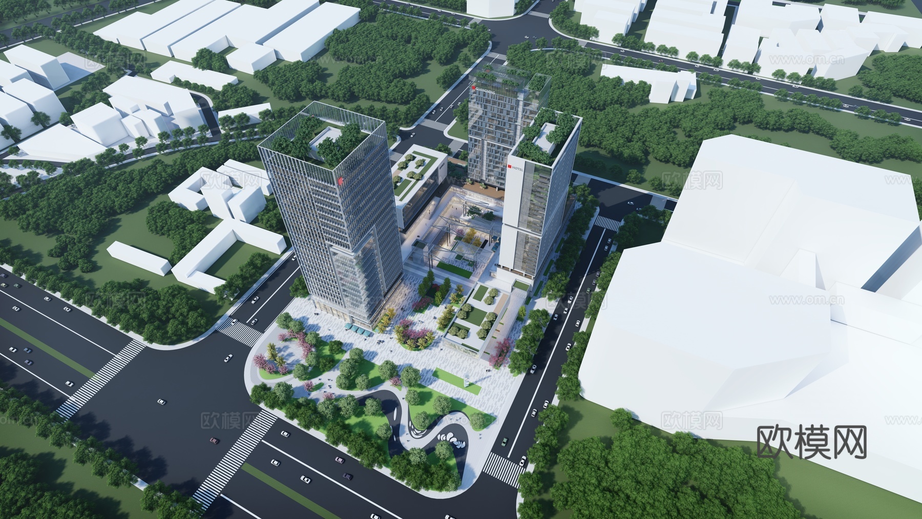 现代风格商业办公建筑景观su模型