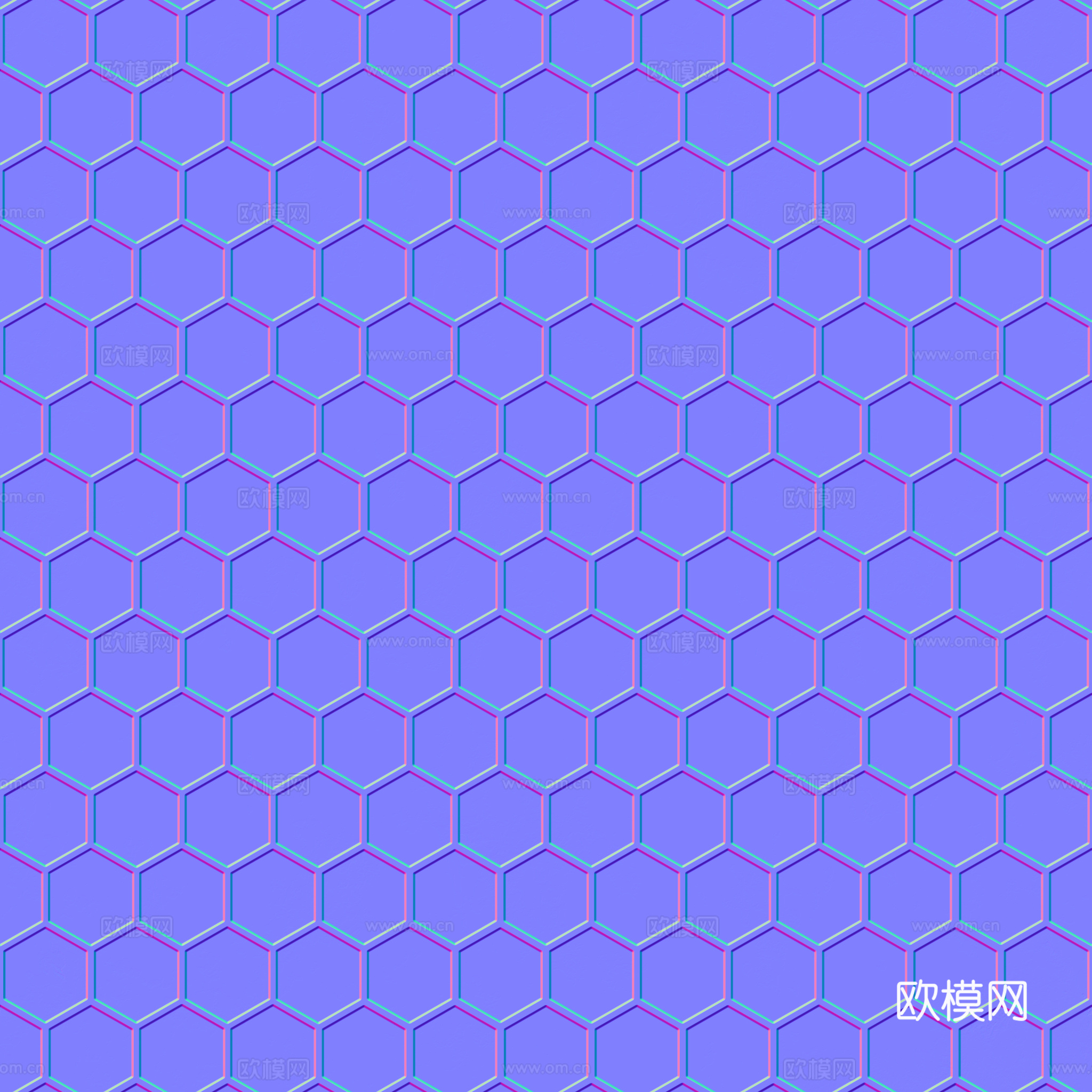 无缝灰色六角瓷砖马赛克瓷砖 PBR材质贴图 2k