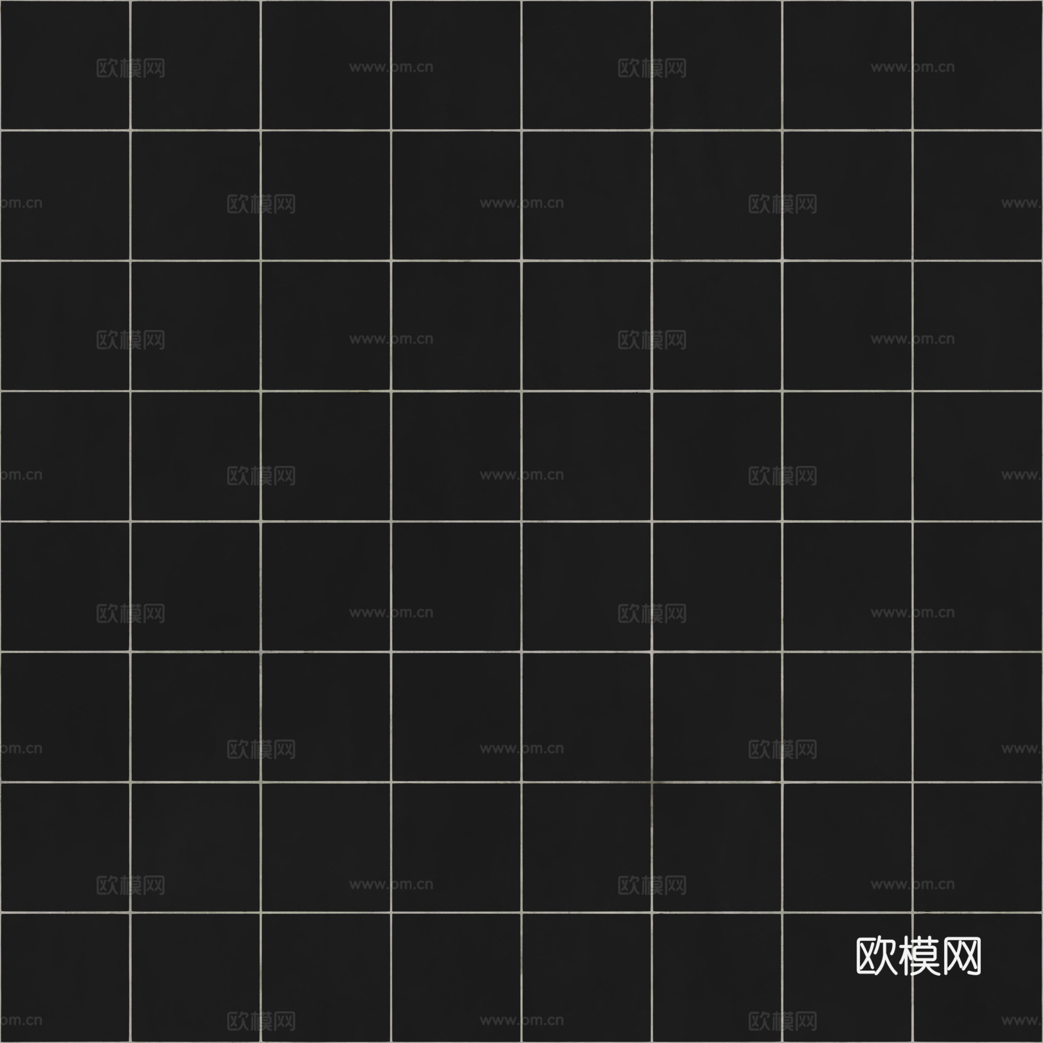 无缝黑色方砖马赛克瓷砖 PBR材质贴图 2k