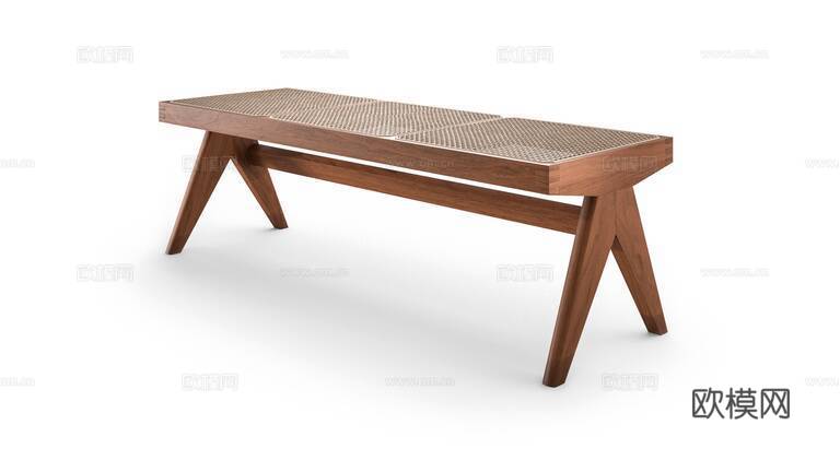 Cassina 中古风床尾凳3d模型下载（渲染图3）