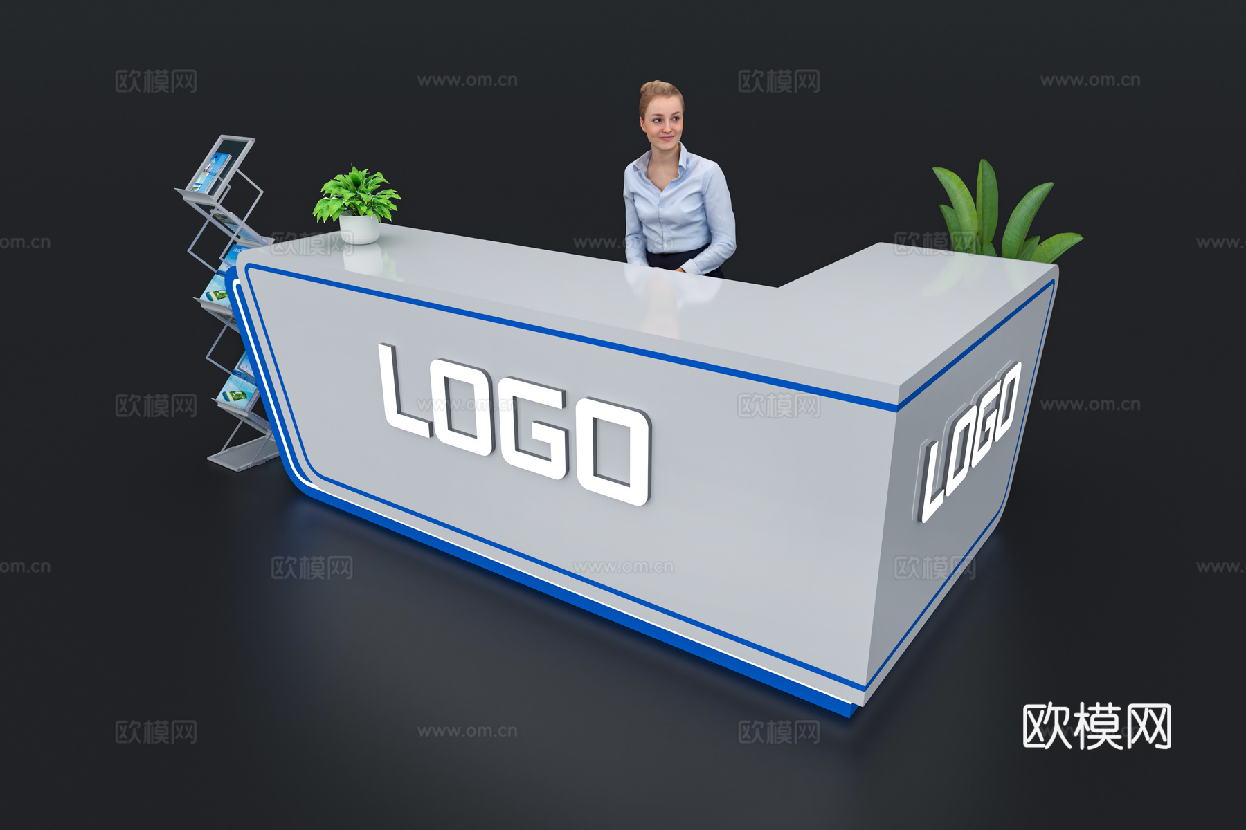 现代接待台 展览展会展台接待台 前台 吧台 柜台 桌台3d模型
