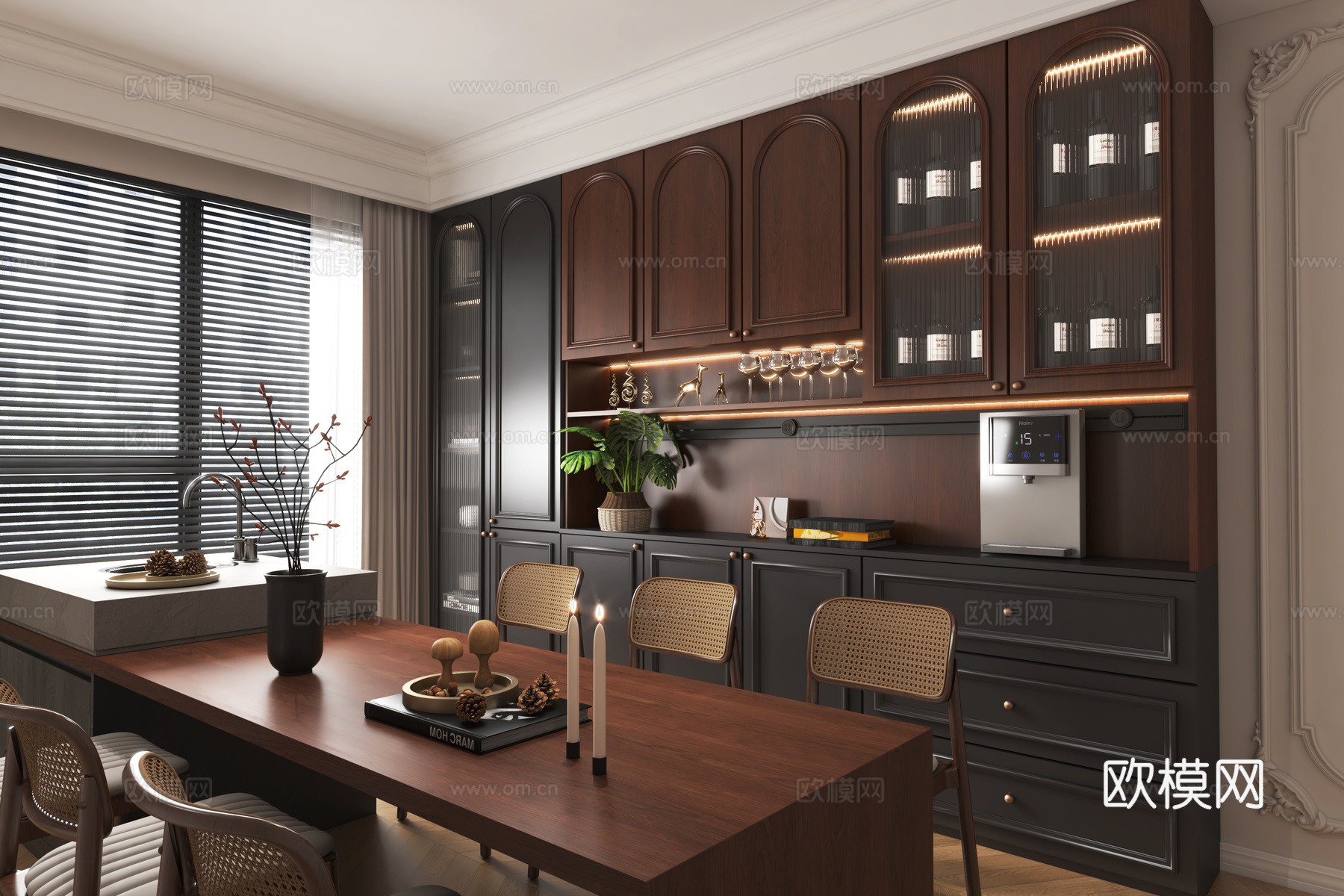 复古酒柜3d模型下载