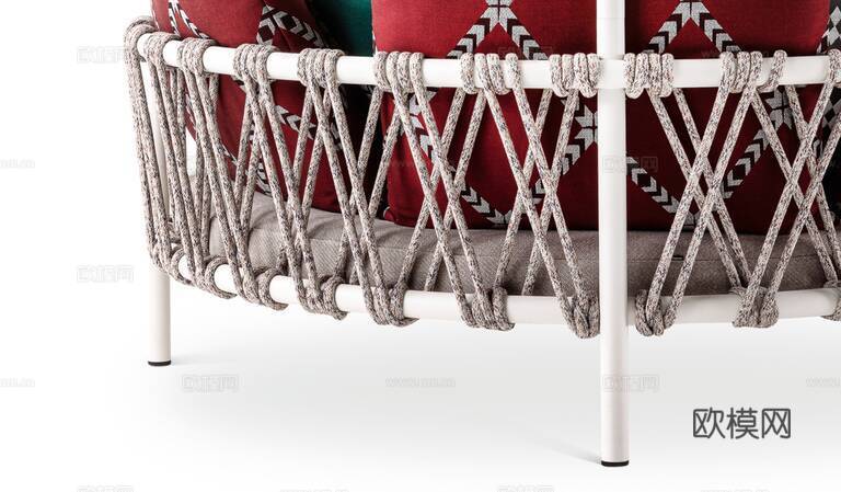 Cassina 原木风圆沙发3d模型下载（渲染图3）