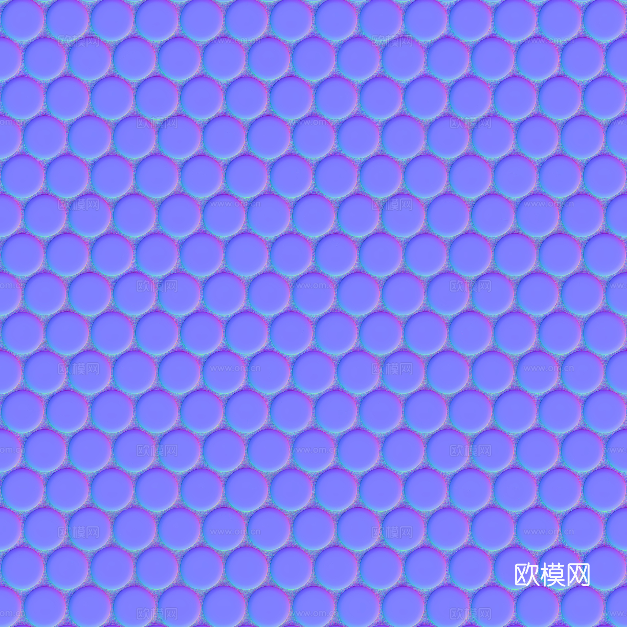 无缝棕色圆形马赛克瓷砖墙砖 PBR材质贴图 2k