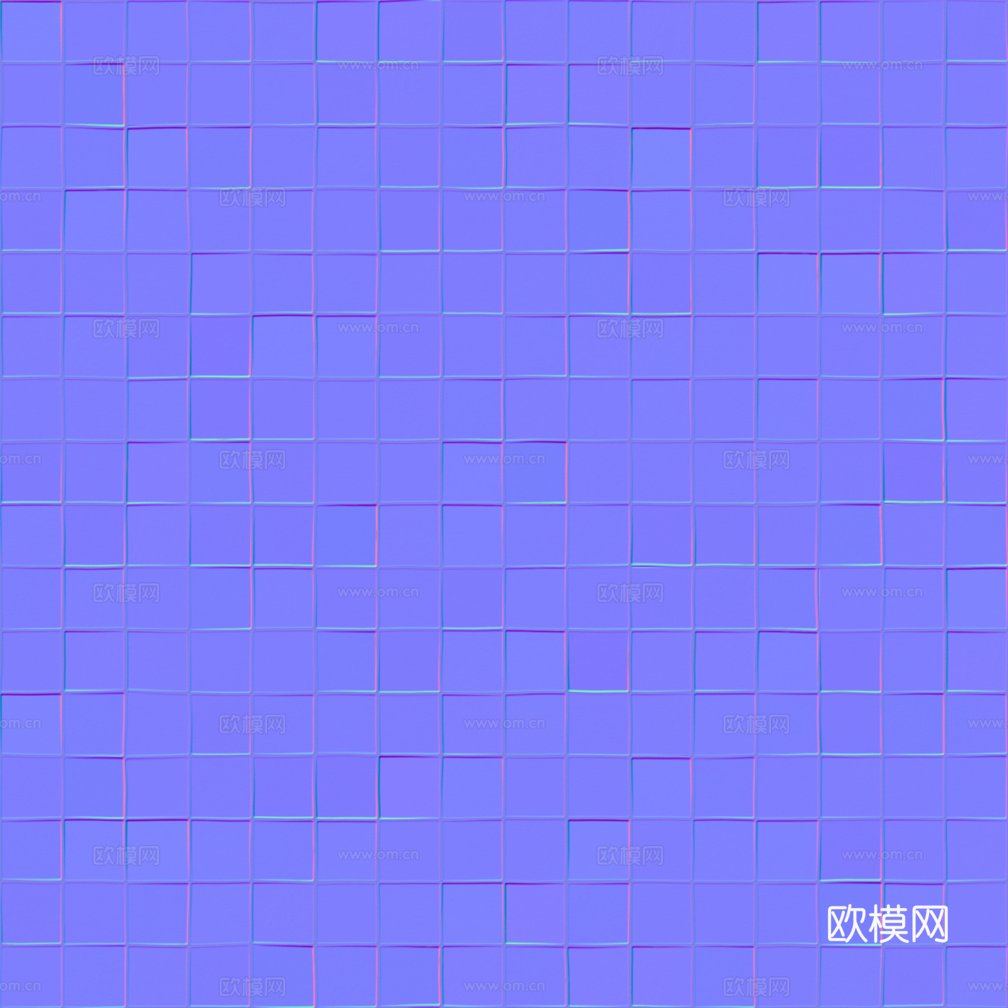 无缝青色马赛克瓷砖 PBR材质贴图 1K