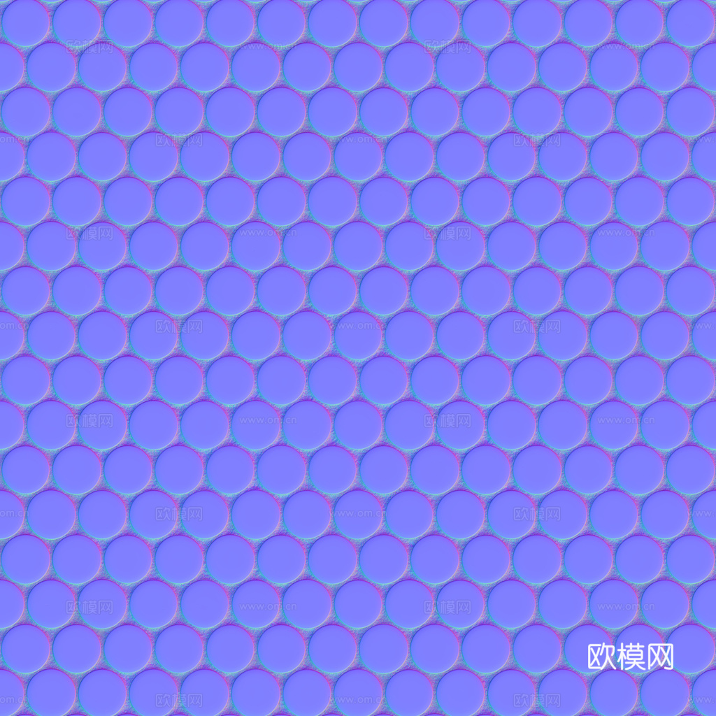 无缝拼色圆形马赛克瓷砖墙砖 PBR材质贴图 1k