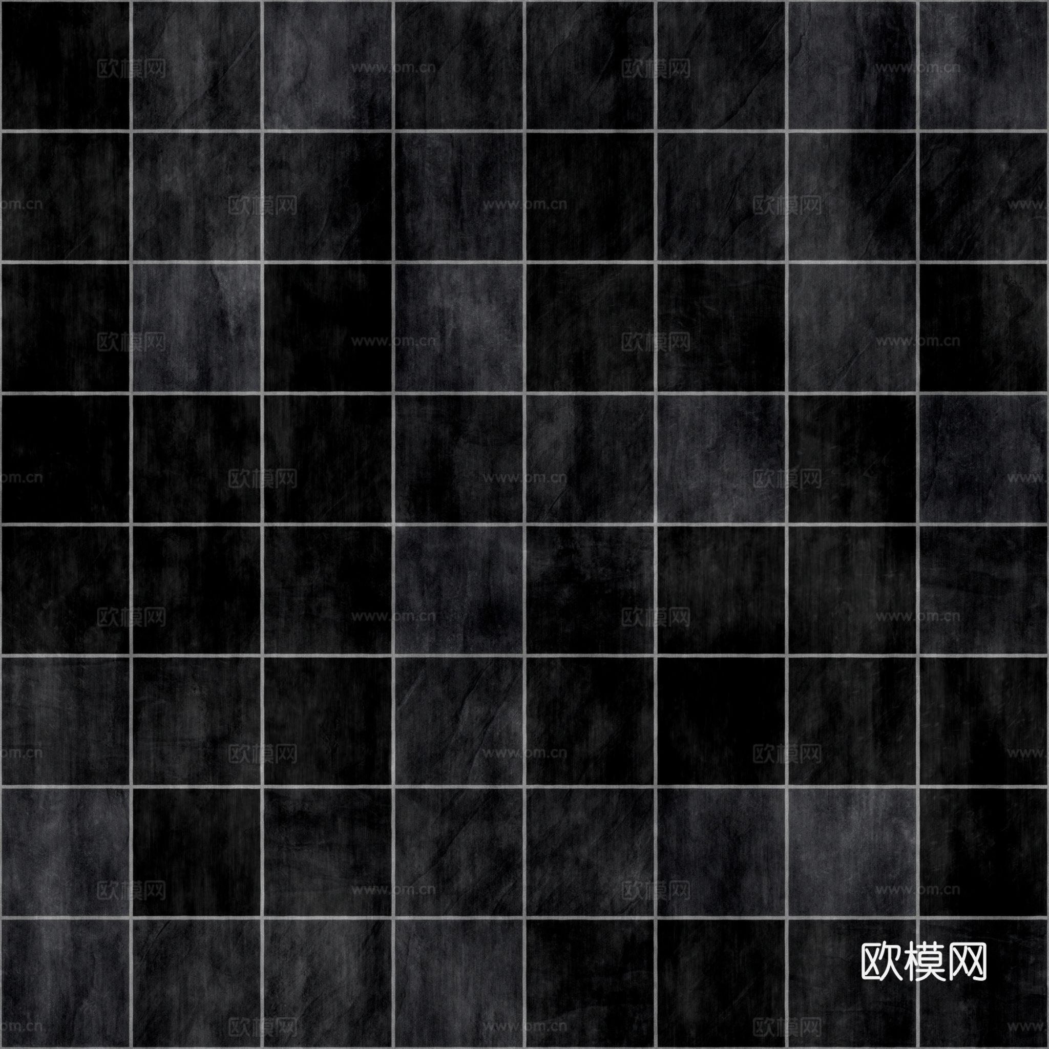 无缝黑色仿古砖地砖 PBR材质贴图 2k