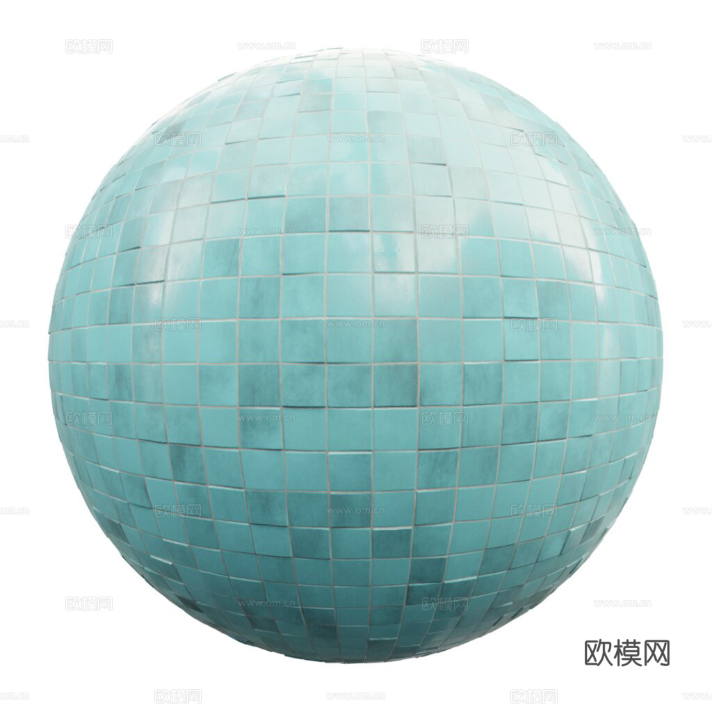 无缝青色马赛克瓷砖 PBR材质贴图 1K