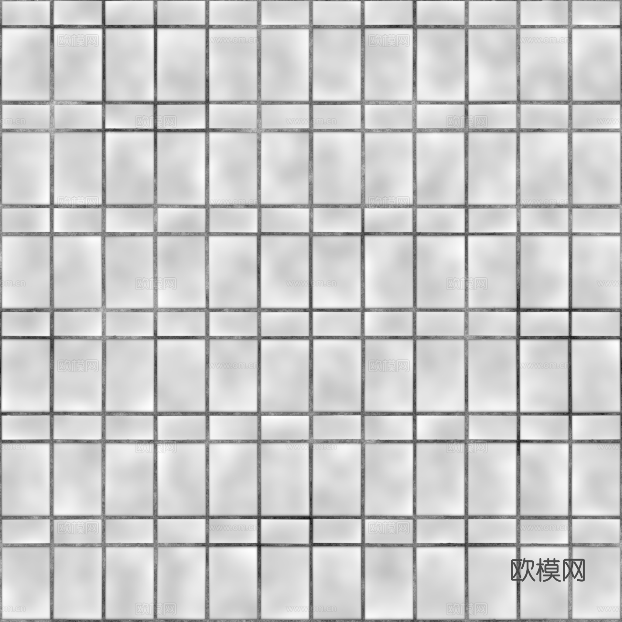 无缝蓝色拼花瓷砖马赛克瓷砖墙砖 PBR材质贴图 2k