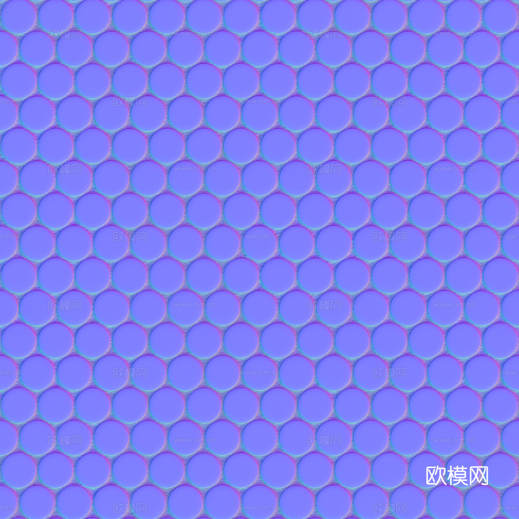 无缝拼色圆形马赛克瓷砖墙砖 PBR材质贴图 2k