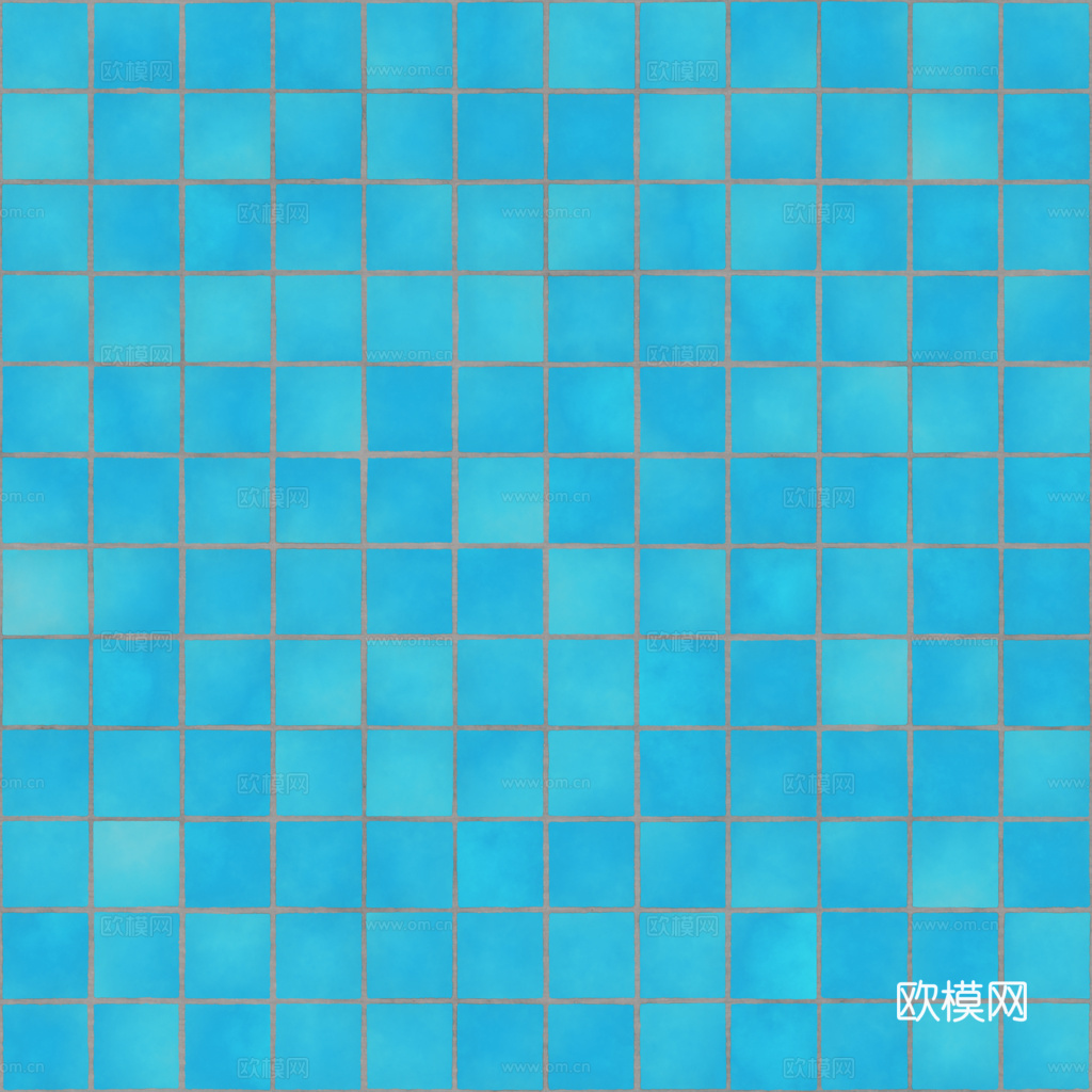 无缝天蓝色马赛克瓷砖墙砖 PBR材质贴图 1k