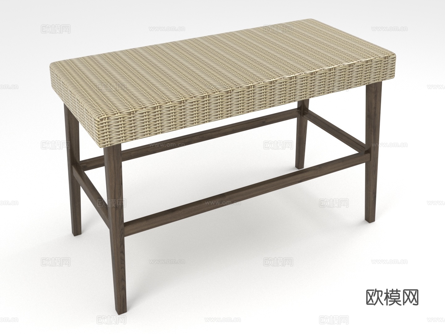 长凳 编织面 实木腿 简约风格 现代家具3d模型