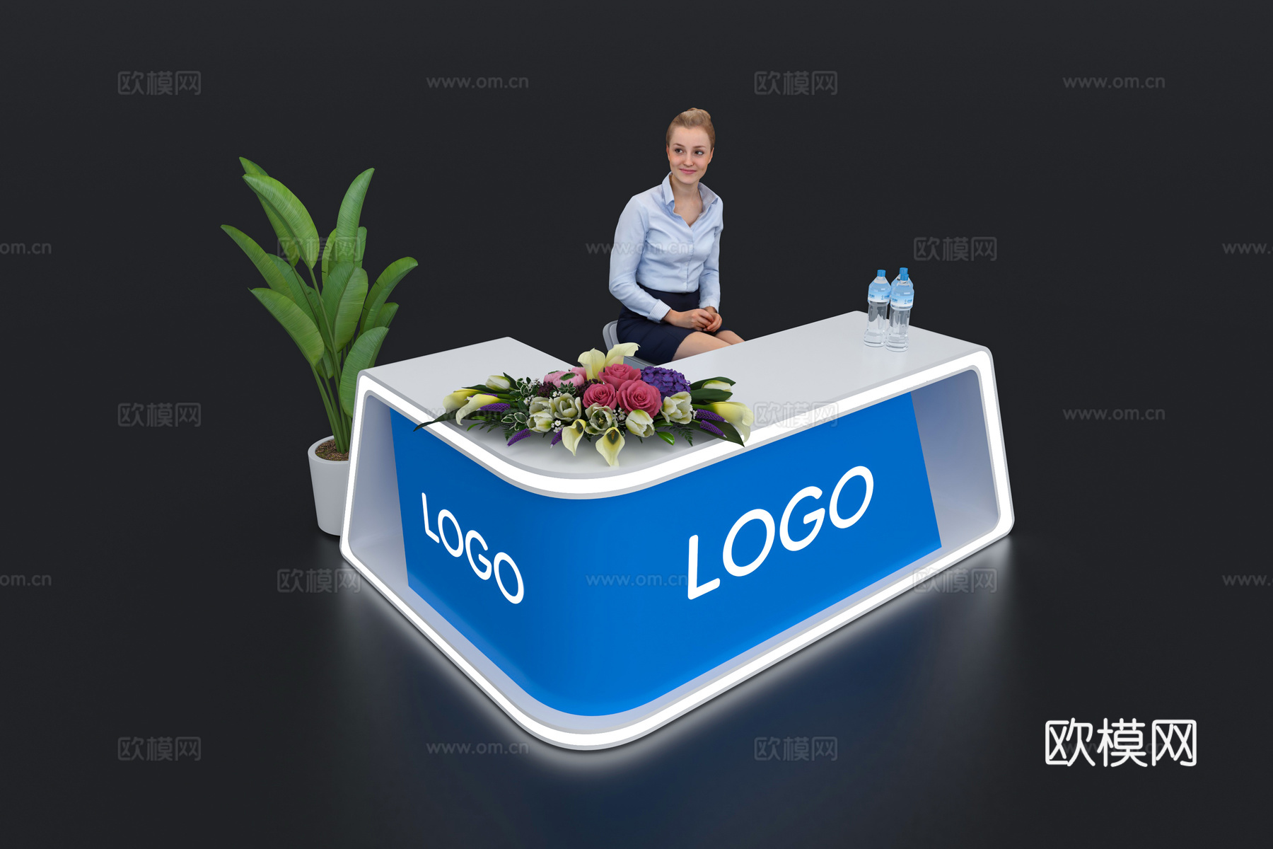 现代接待台 展览展会展台接待台 前台 吧台 柜台 桌台3d模型
