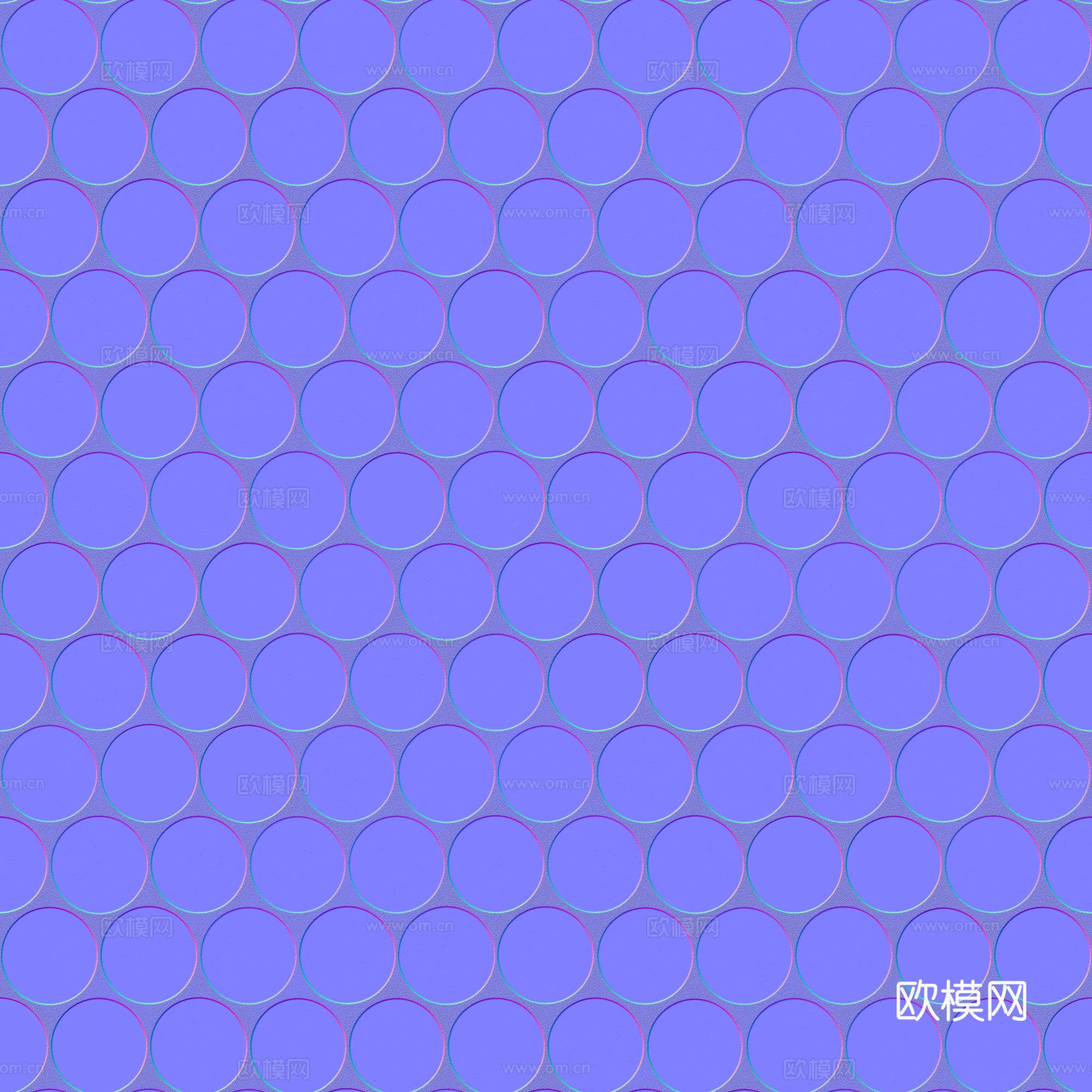 无缝圆砖马赛克瓷砖 PBR材质贴图 2k