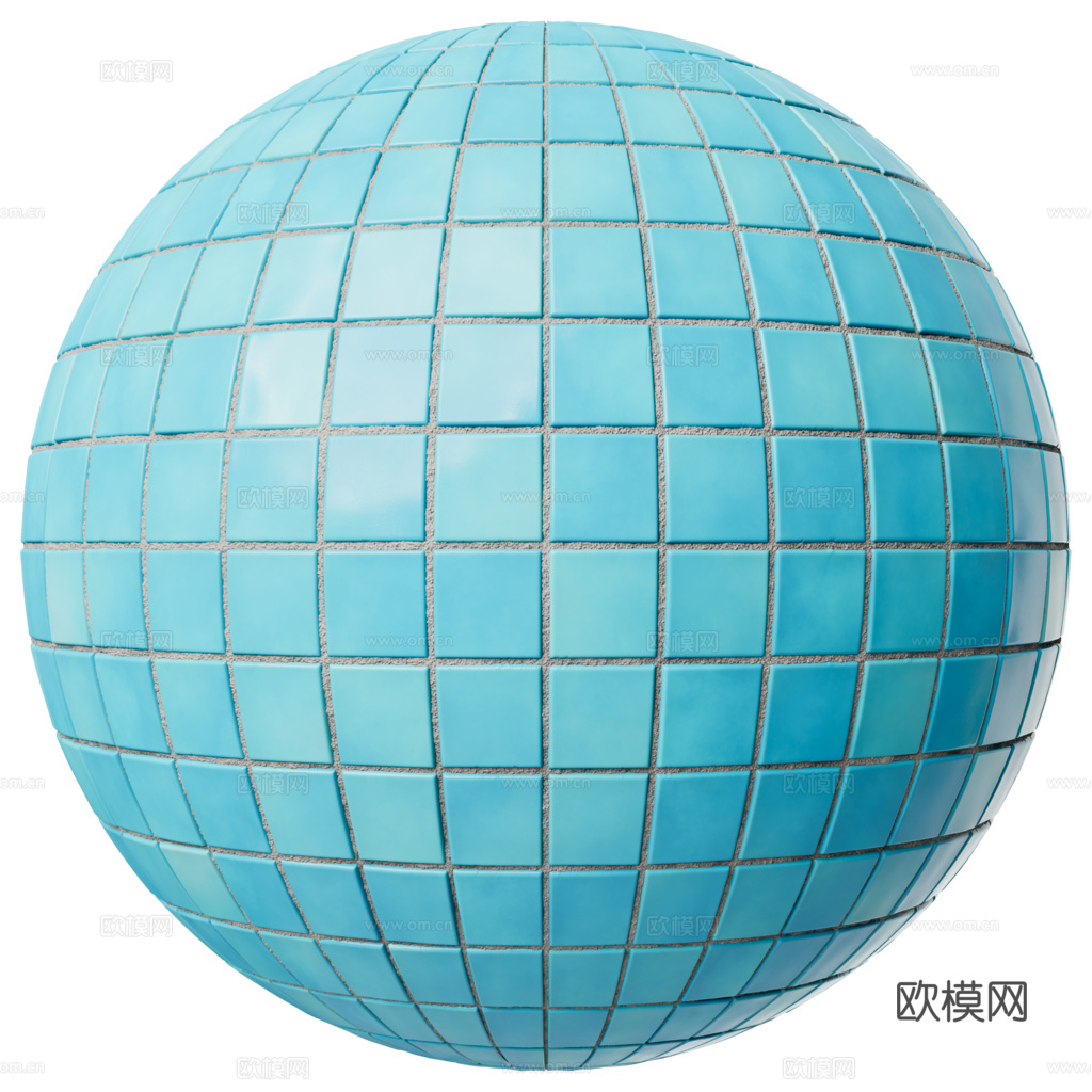 无缝天蓝色马赛克瓷砖墙砖 PBR材质贴图 2k