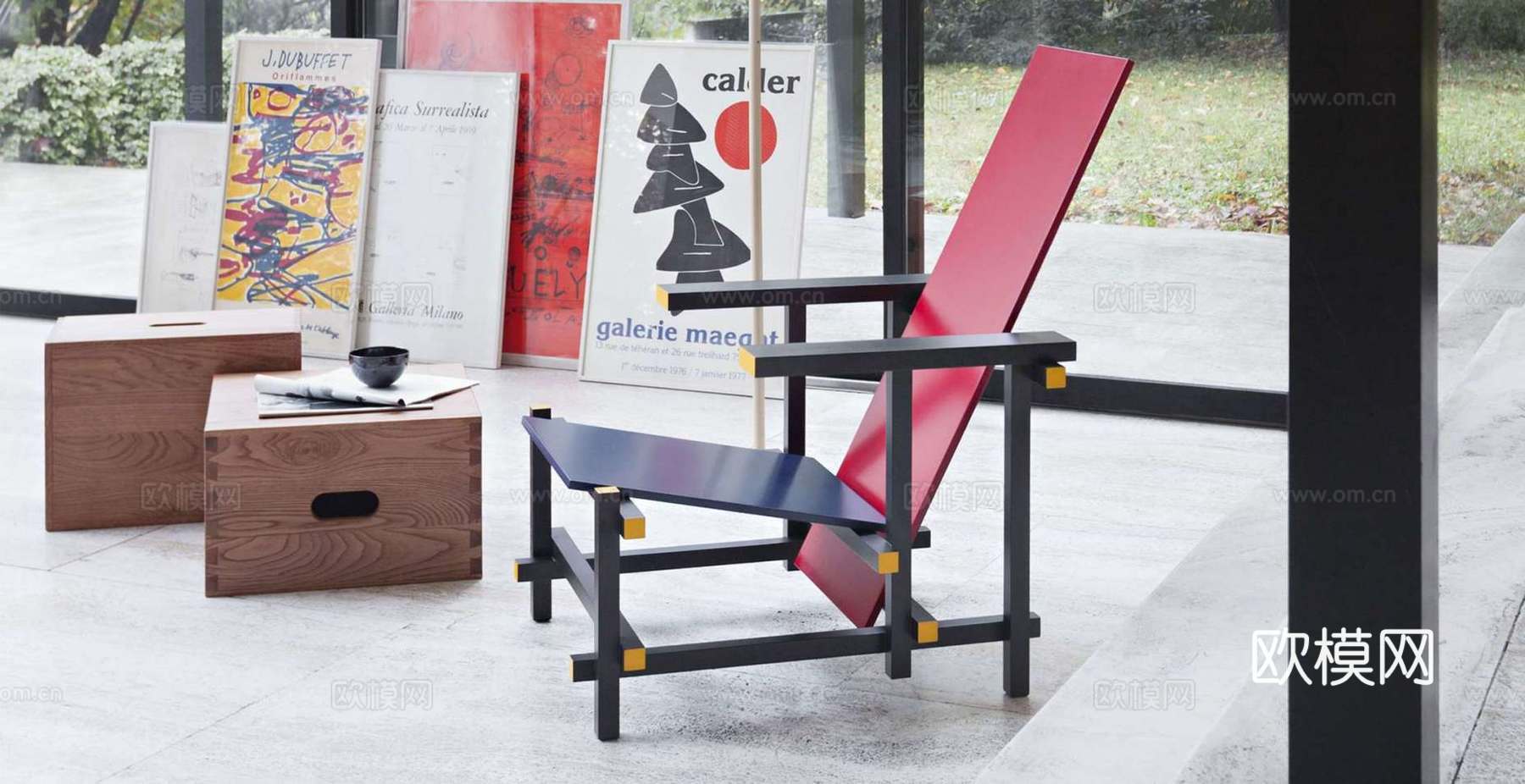 Cassina 中古风扶手躺椅3d模型下载（渲染图3）