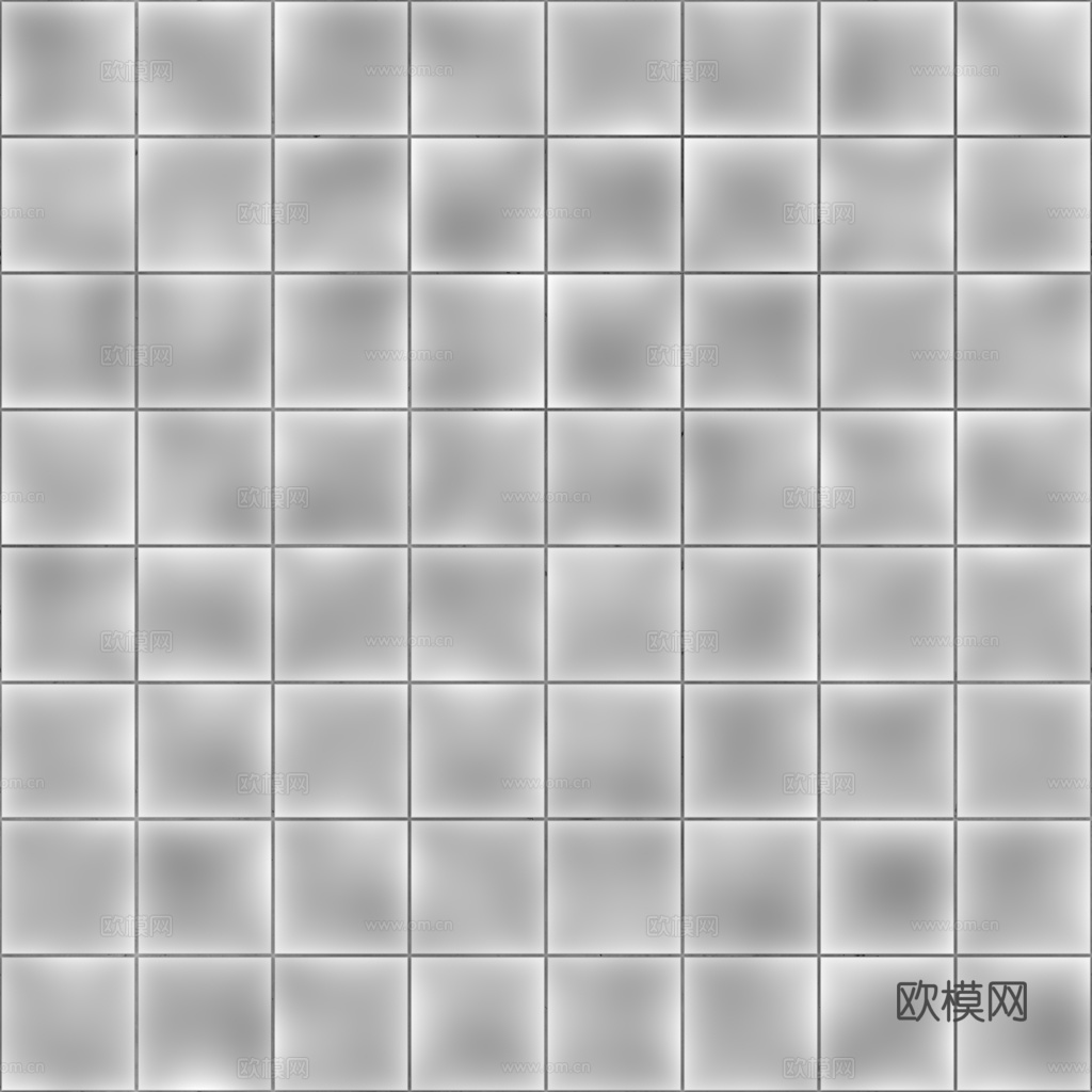 无缝纯黑方砖马赛克瓷砖墙砖 PBR材质贴图 1k