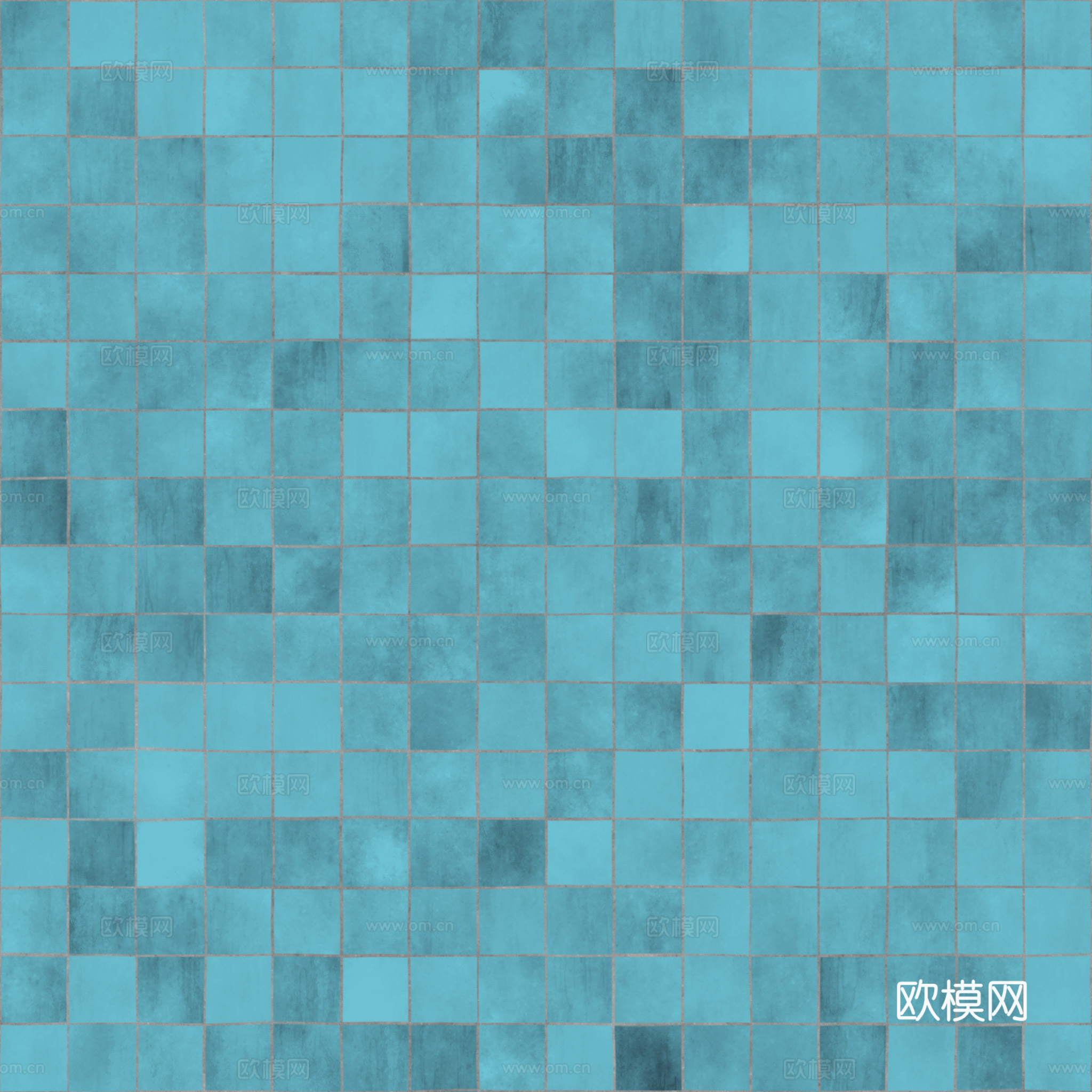 无缝青色马赛克瓷砖 PBR材质贴图 1K