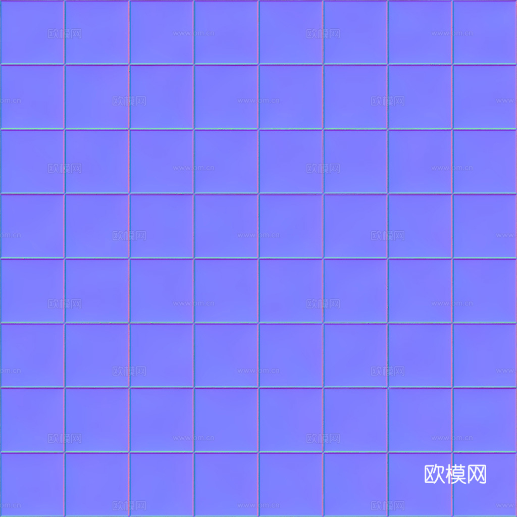 无缝黑色方砖马赛克瓷砖 PBR材质贴图 1k
