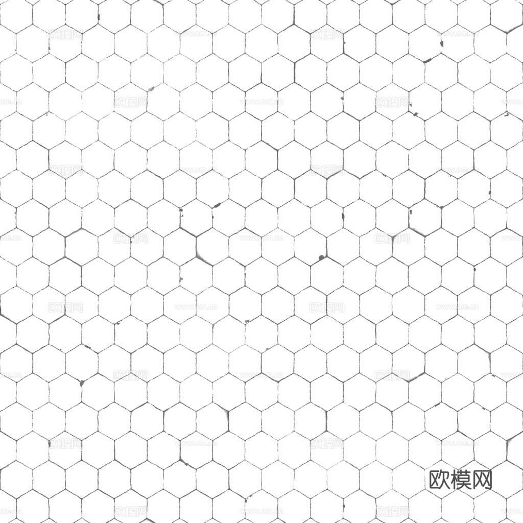 无缝纯白六角马赛克瓷砖墙砖 PBR材质贴图 1k
