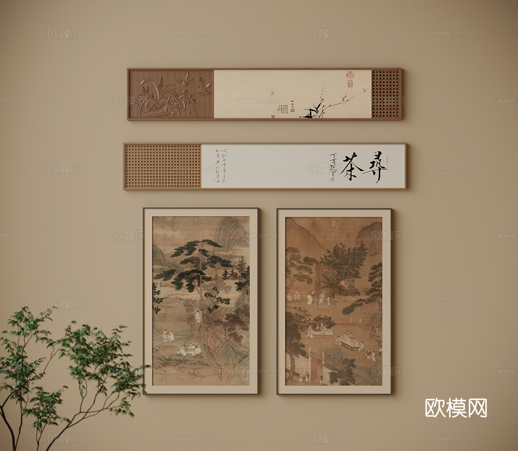 新中式挂画 装饰画3d模型