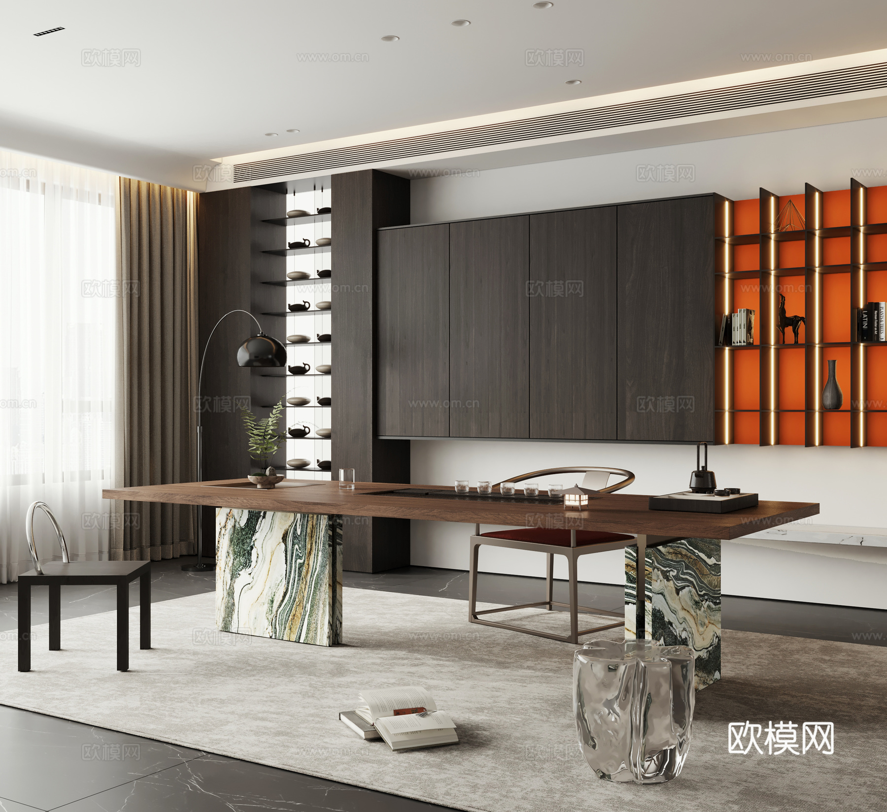 新中式茶室 别墅茶室3d模型