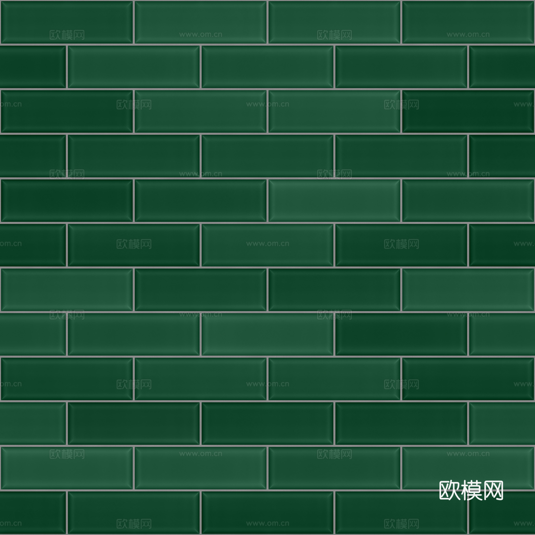 无缝深绿色琉璃瓷砖墙砖仿古砖 PBR材质贴图 2k