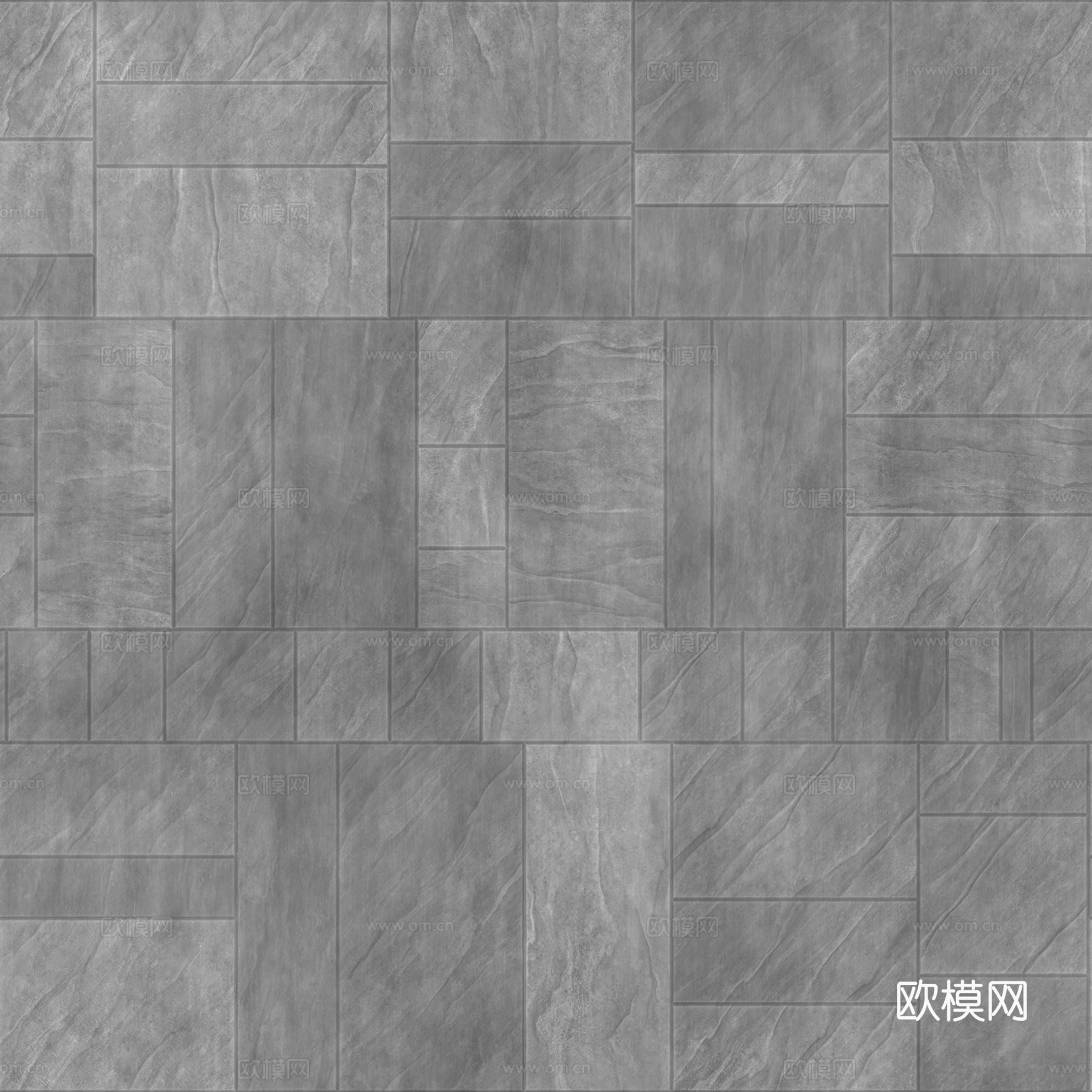无缝黑色瓷砖地砖 PBR材质贴图 2k