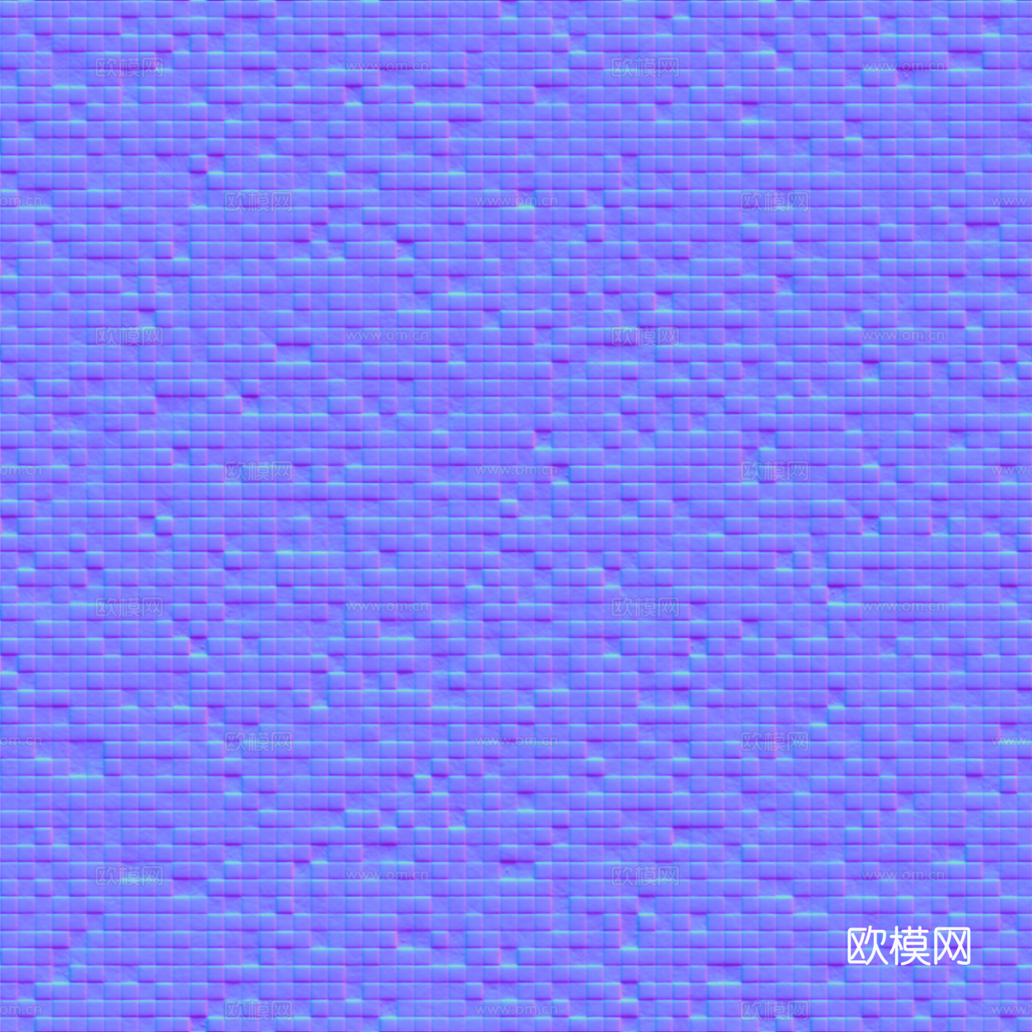 无缝蓝色马赛克瓷砖泳池砖 PBR材质贴图 2k