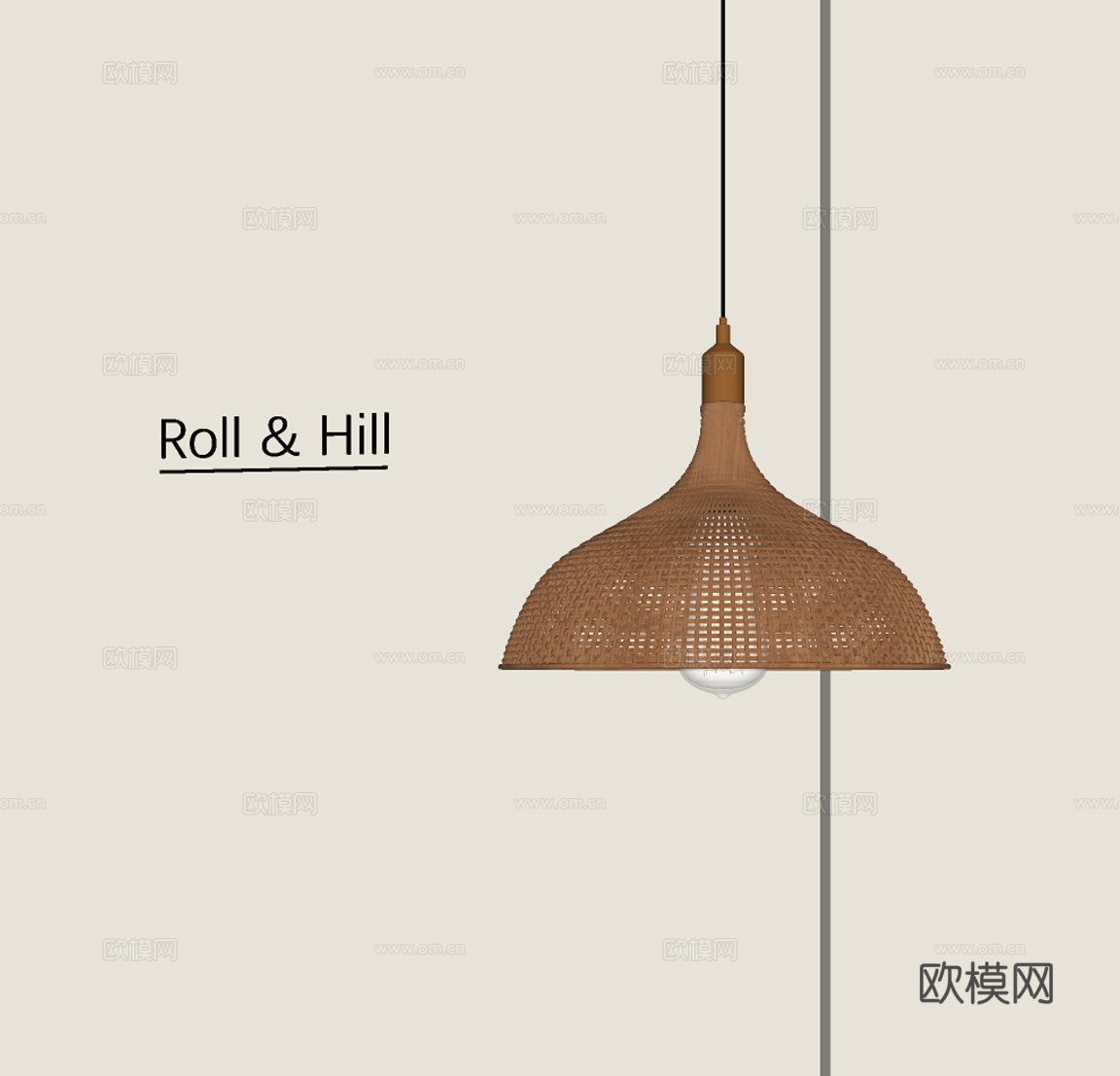 侘寂风藤编吊灯su模型