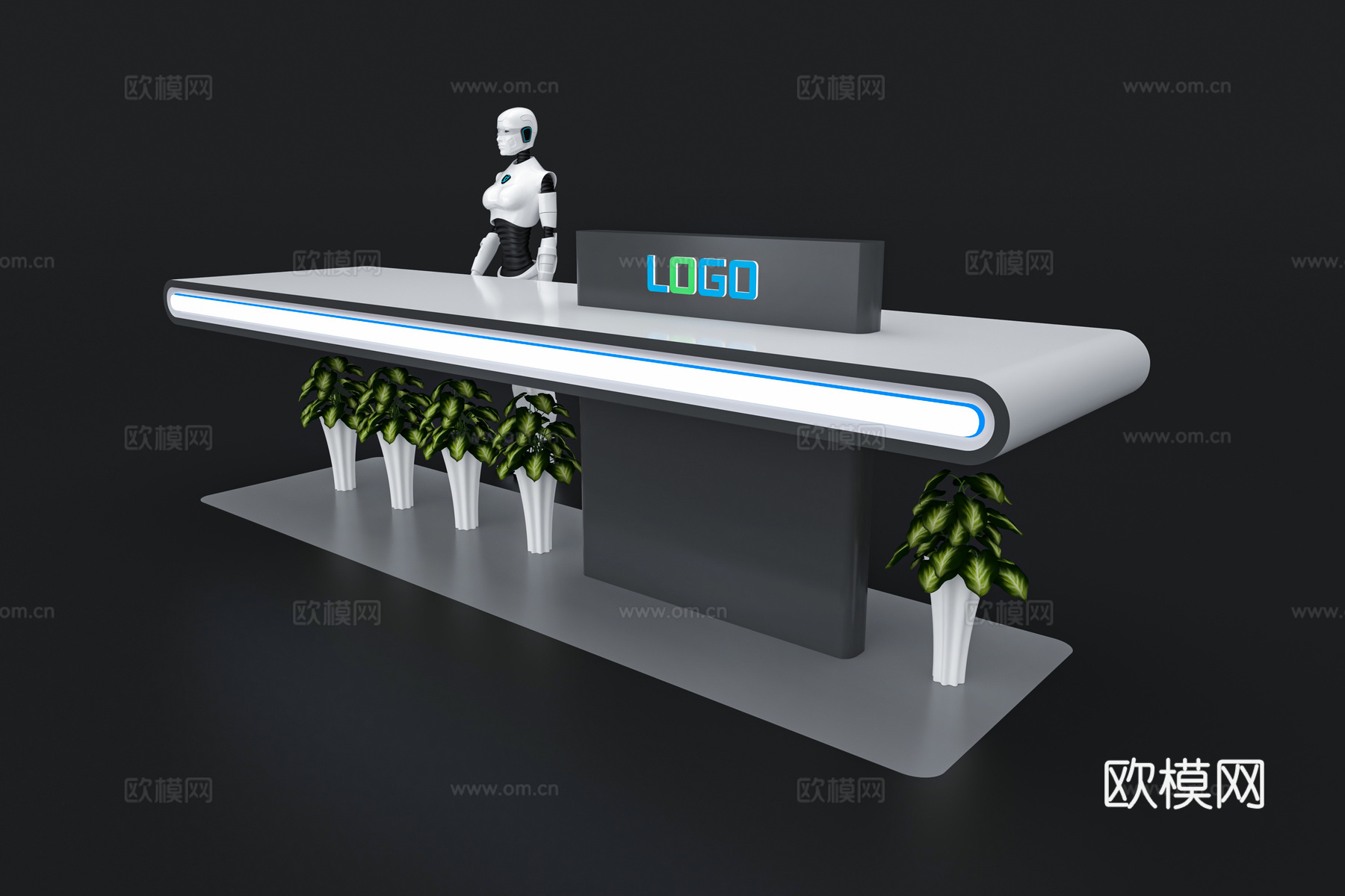 现代接待台 展览展会展台接待台 前台 吧台 柜台 桌台3d模型