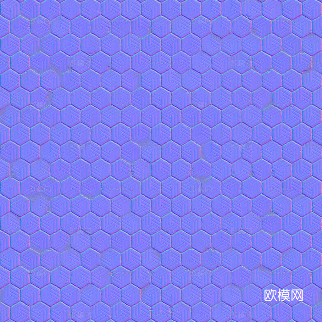 无缝拼色六角马赛克瓷砖墙砖户外砖 PBR材质贴图 1k
